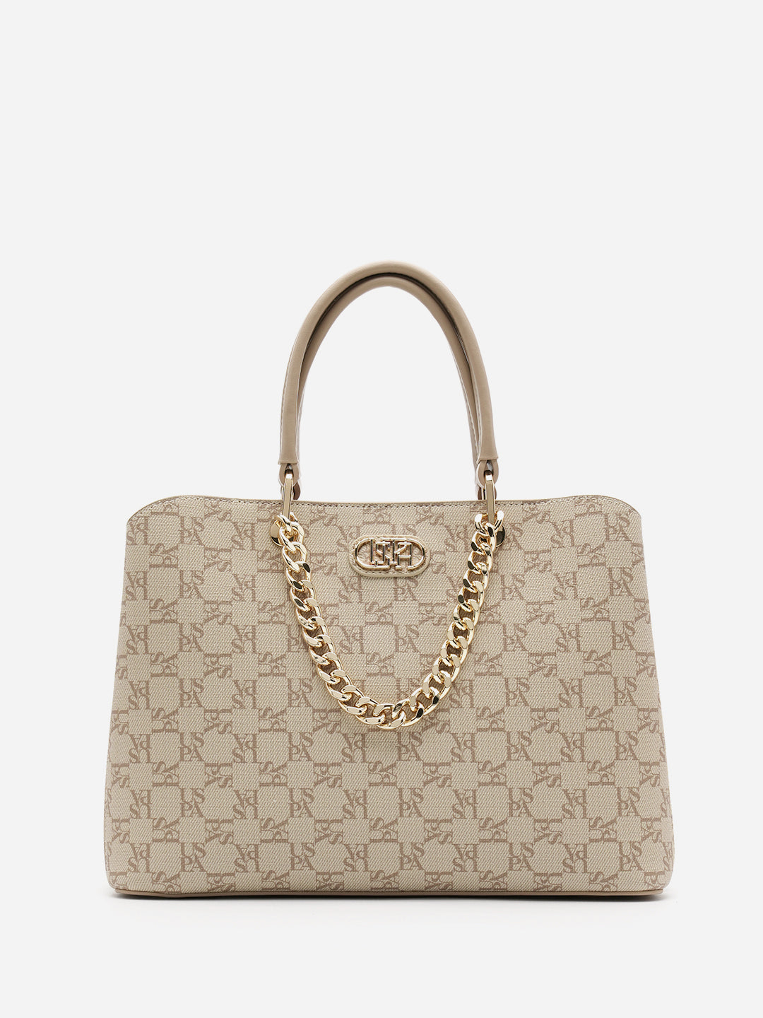 Zoe 2.0 Monogram Satchel Bag Beige - U.S. Polo Assn. India | Large
