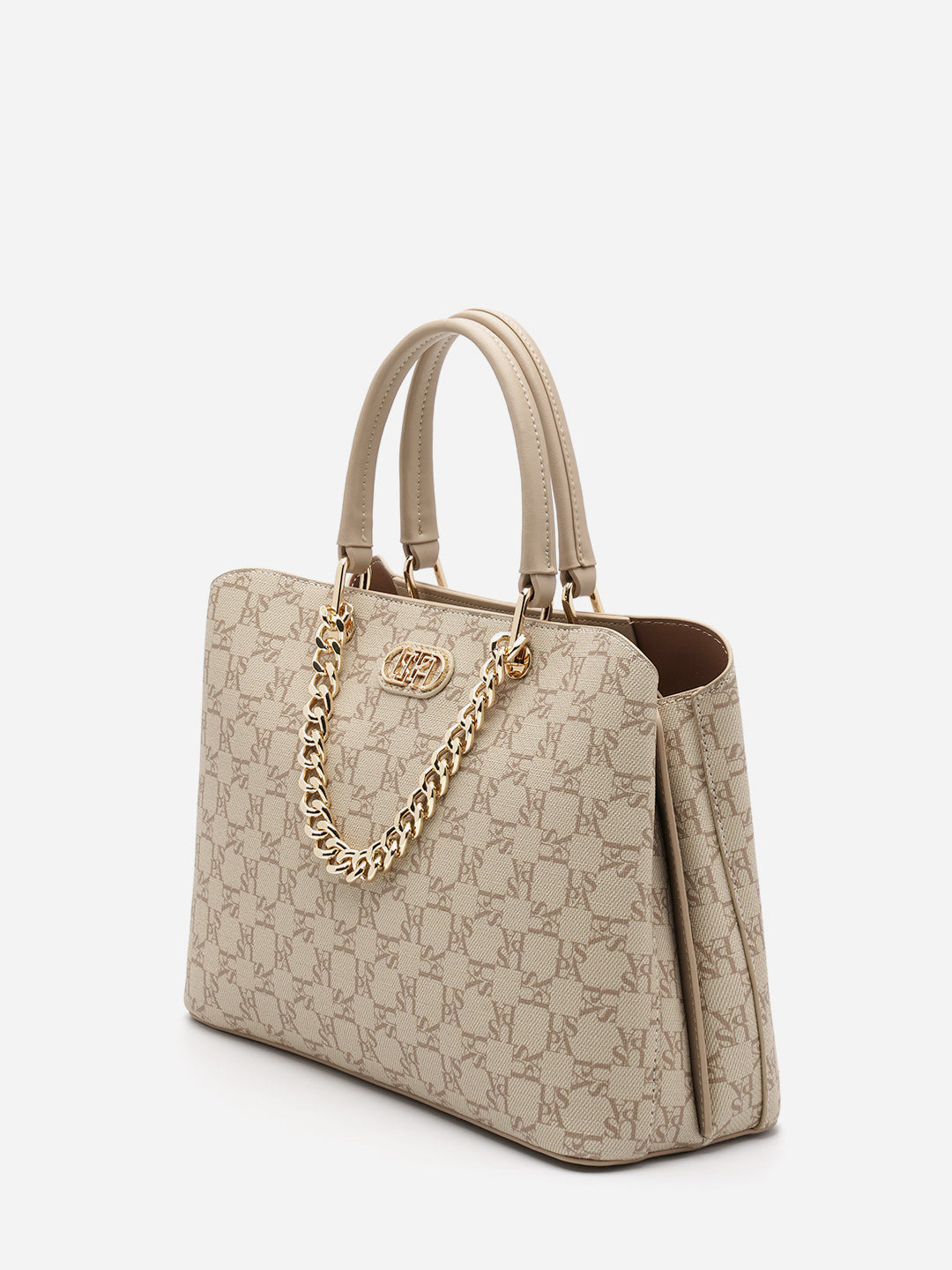Zoe 2.0 Monogram Satchel Bag Beige - U.S. Polo Assn. India | Large