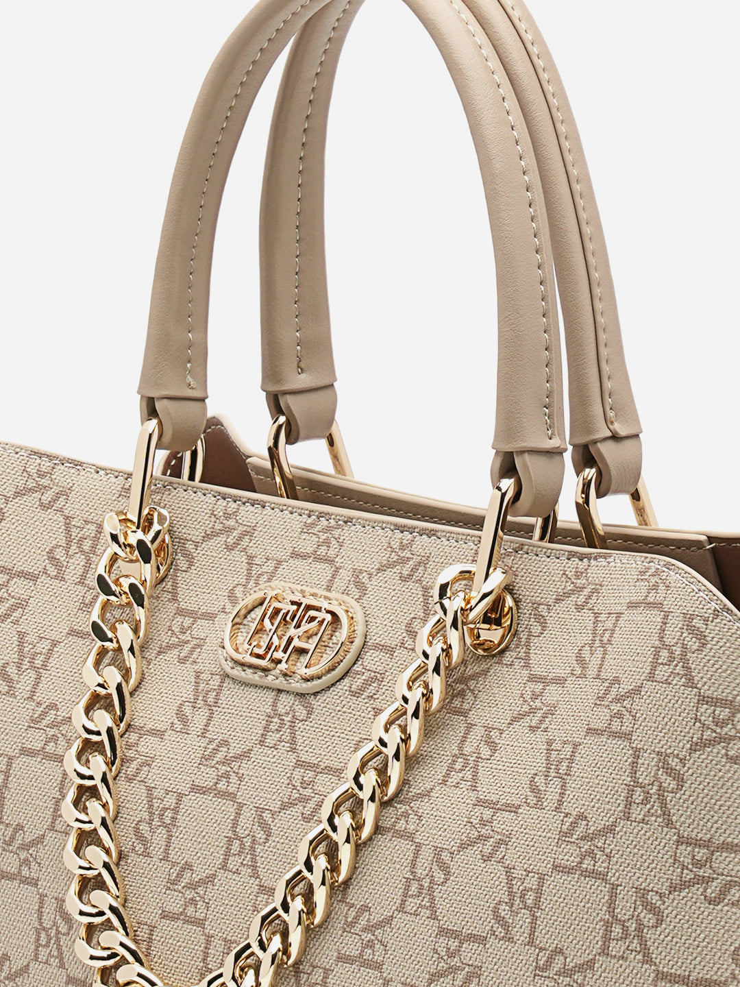 Zoe 2.0 Monogram Satchel Bag Beige - U.S. Polo Assn. India | Large