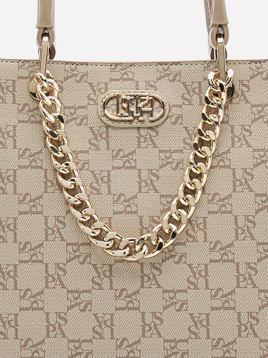 Zoe 2.0 Monogram Satchel Bag Beige - U.S. Polo Assn. India | Large