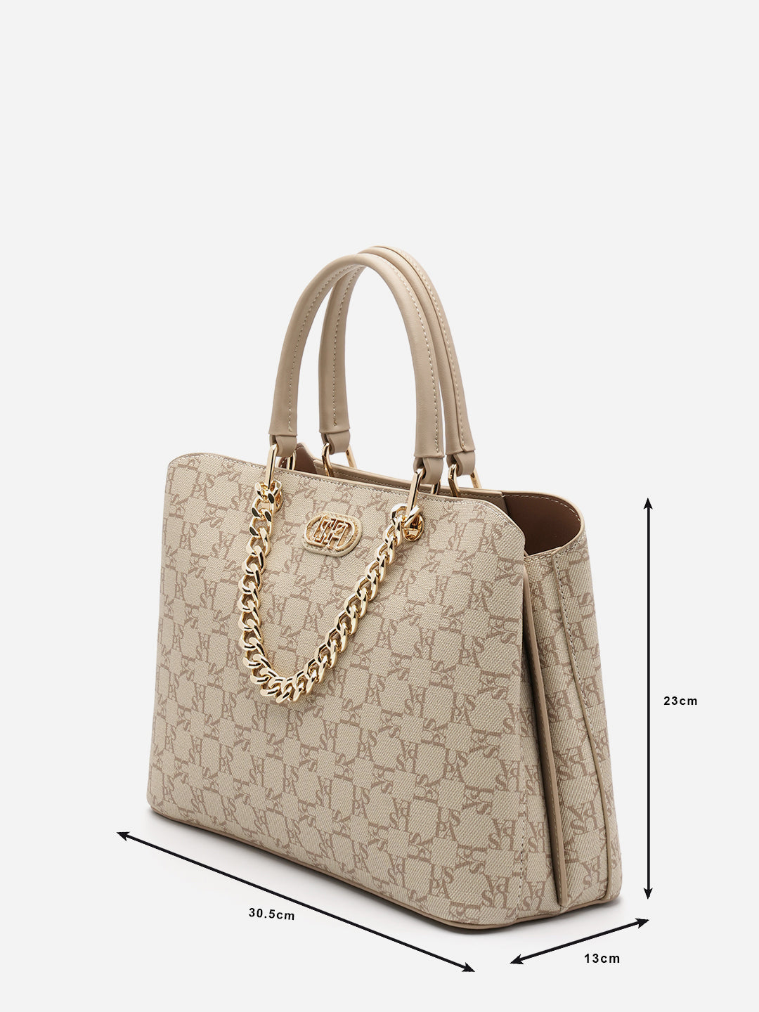 Zoe 2.0 Monogram Satchel Bag Beige - U.S. Polo Assn. India | Large