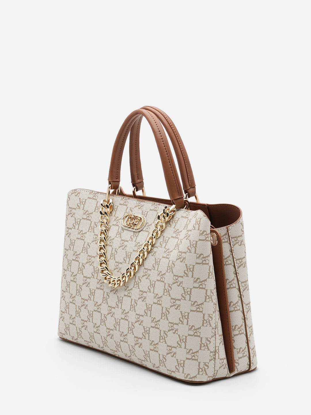Zoe 2.0 Monogram Satchel Bag Off White - U.S. Polo Assn. India | Large