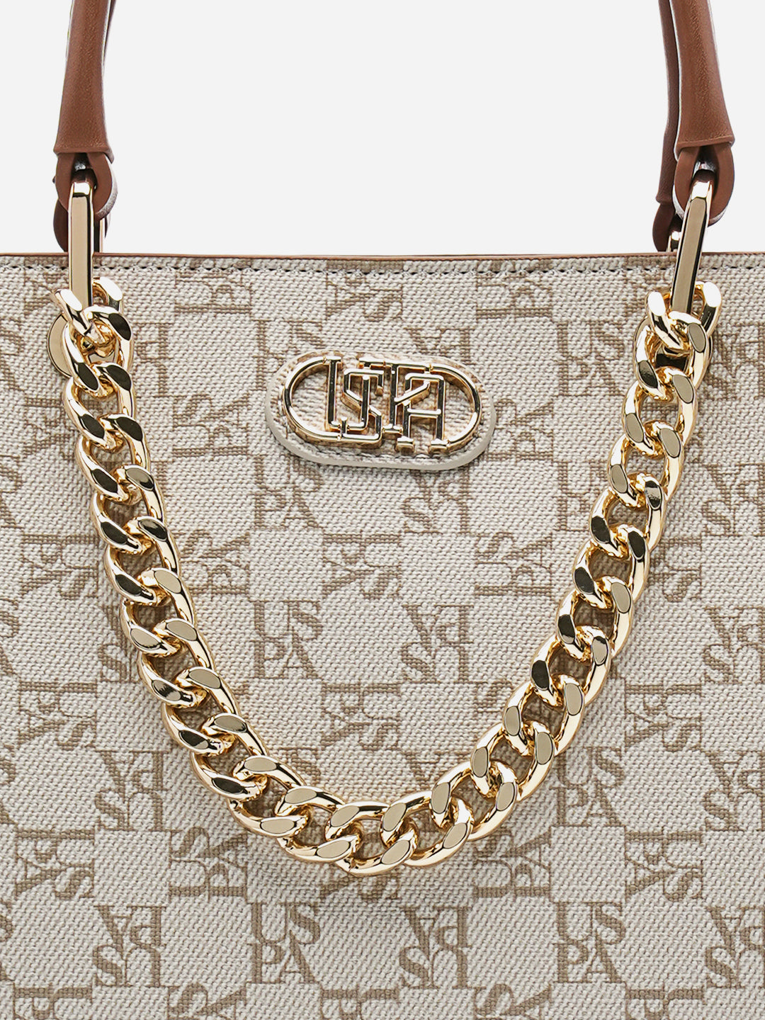 Zoe 2.0 Monogram Satchel Bag Off White - U.S. Polo Assn. India | Large