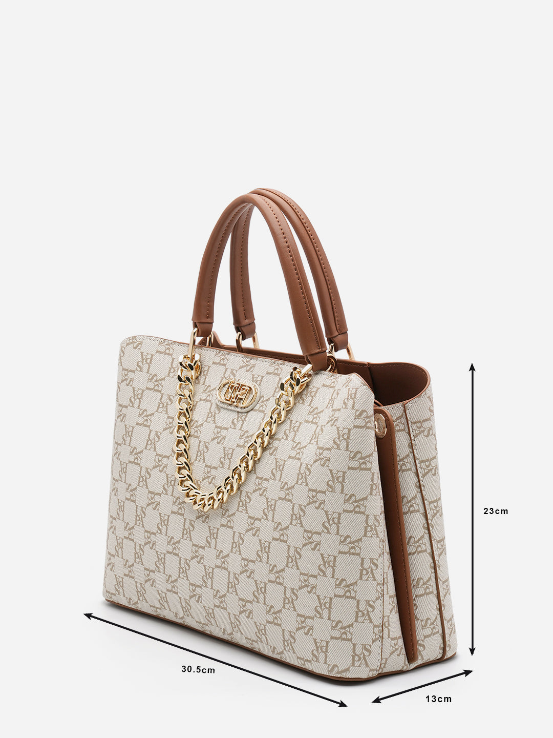 Zoe 2.0 Monogram Satchel Bag Off White - U.S. Polo Assn. India | Large