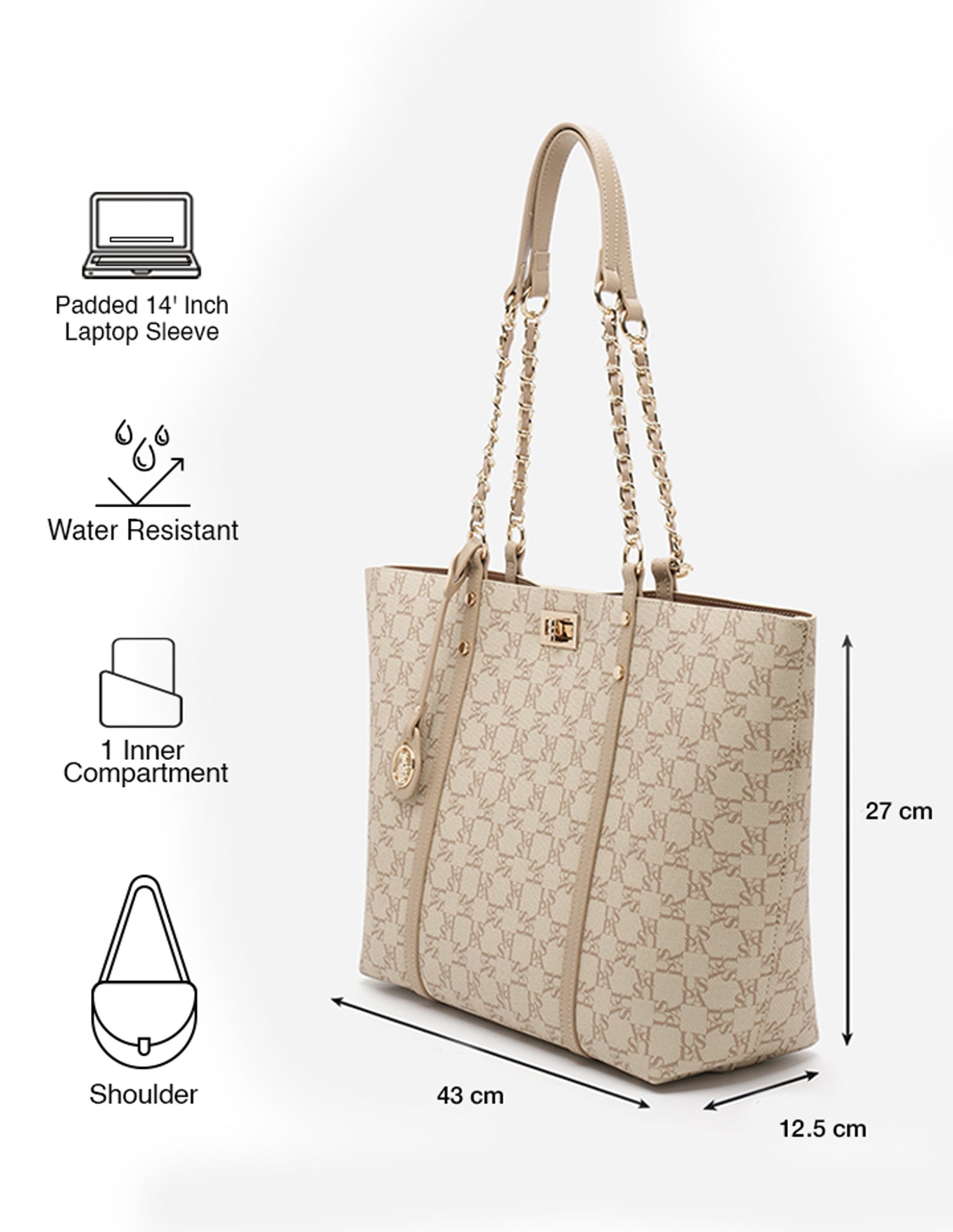 Kylie Monogram Tote Bag Beige - U.S. POLO ASSN. | Large