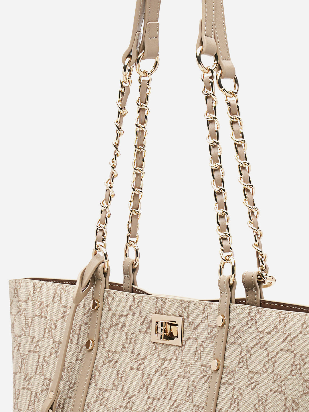 Kylie 2.0 Monogram Tote Bag Beige - U.S. Polo Assn. India | Large