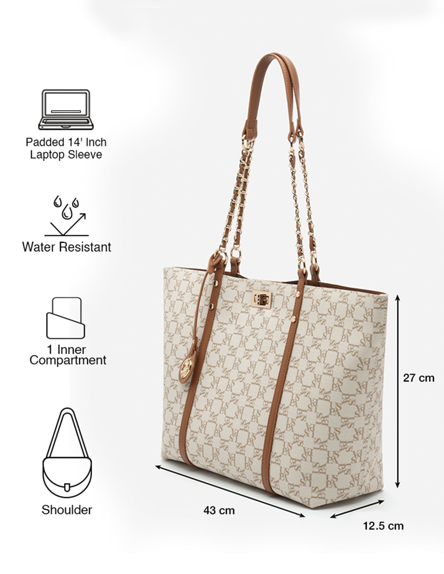 Kylie Monogram Tote Bag Off White - U.S. POLO ASSN. | Large