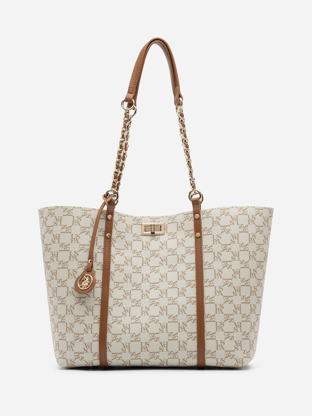 Kylie 2.0 Monogram Tote Bag Off White - U.S. Polo Assn. India | Large