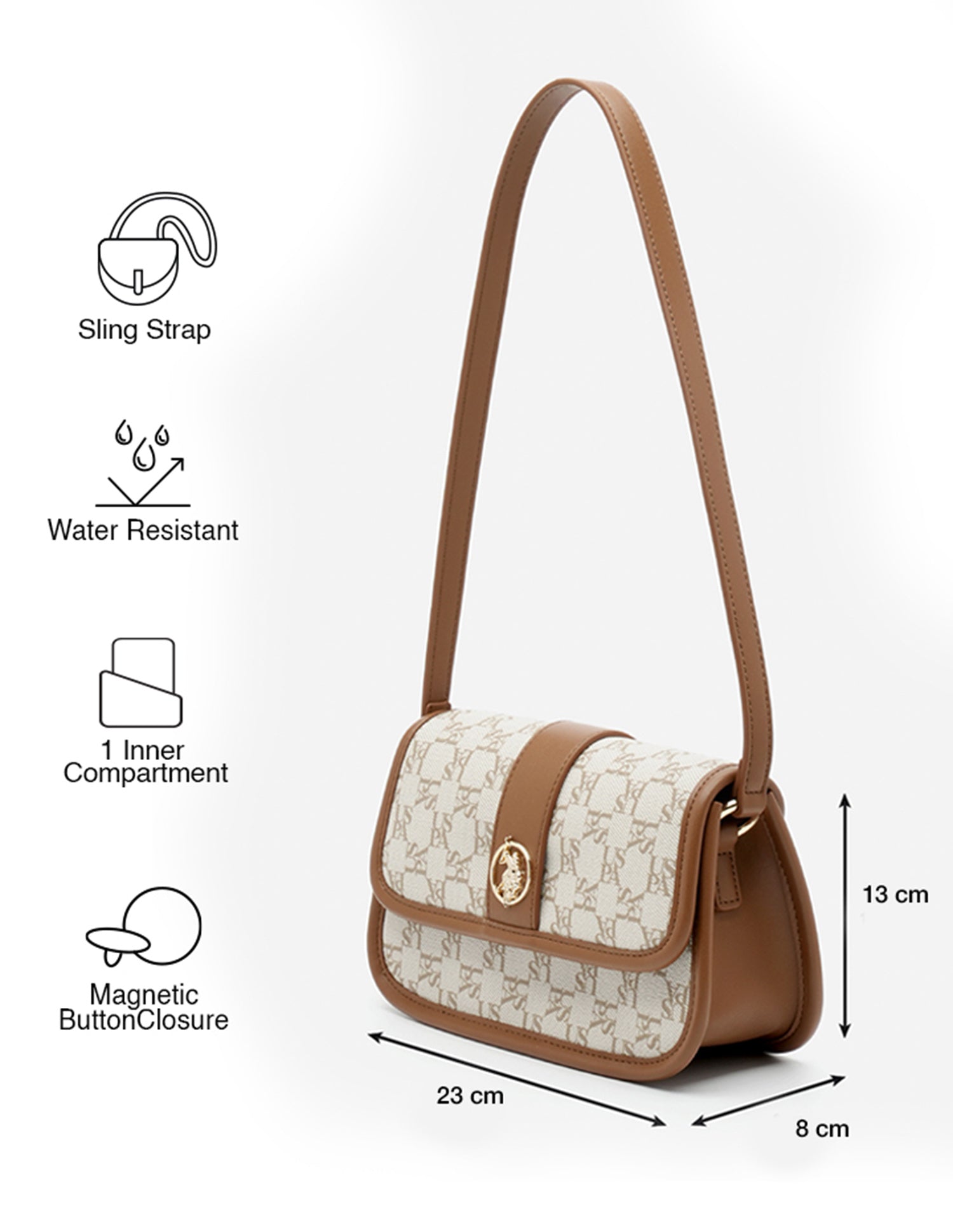 Trinity Monogram Handbag Off White - U.S. POLO ASSN. | Large