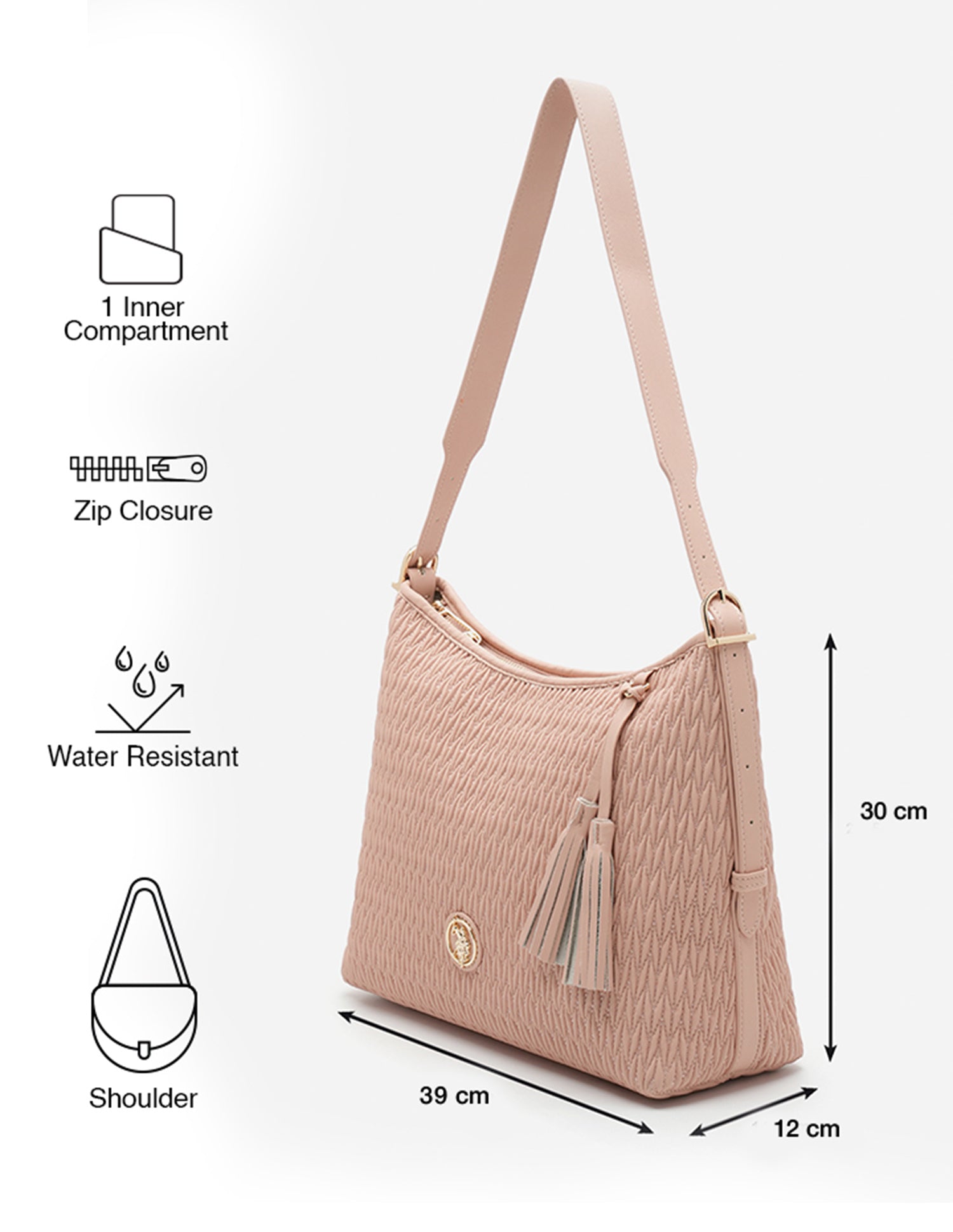 Bridget Textured Hangbag Nude - U.S. POLO ASSN. | Large