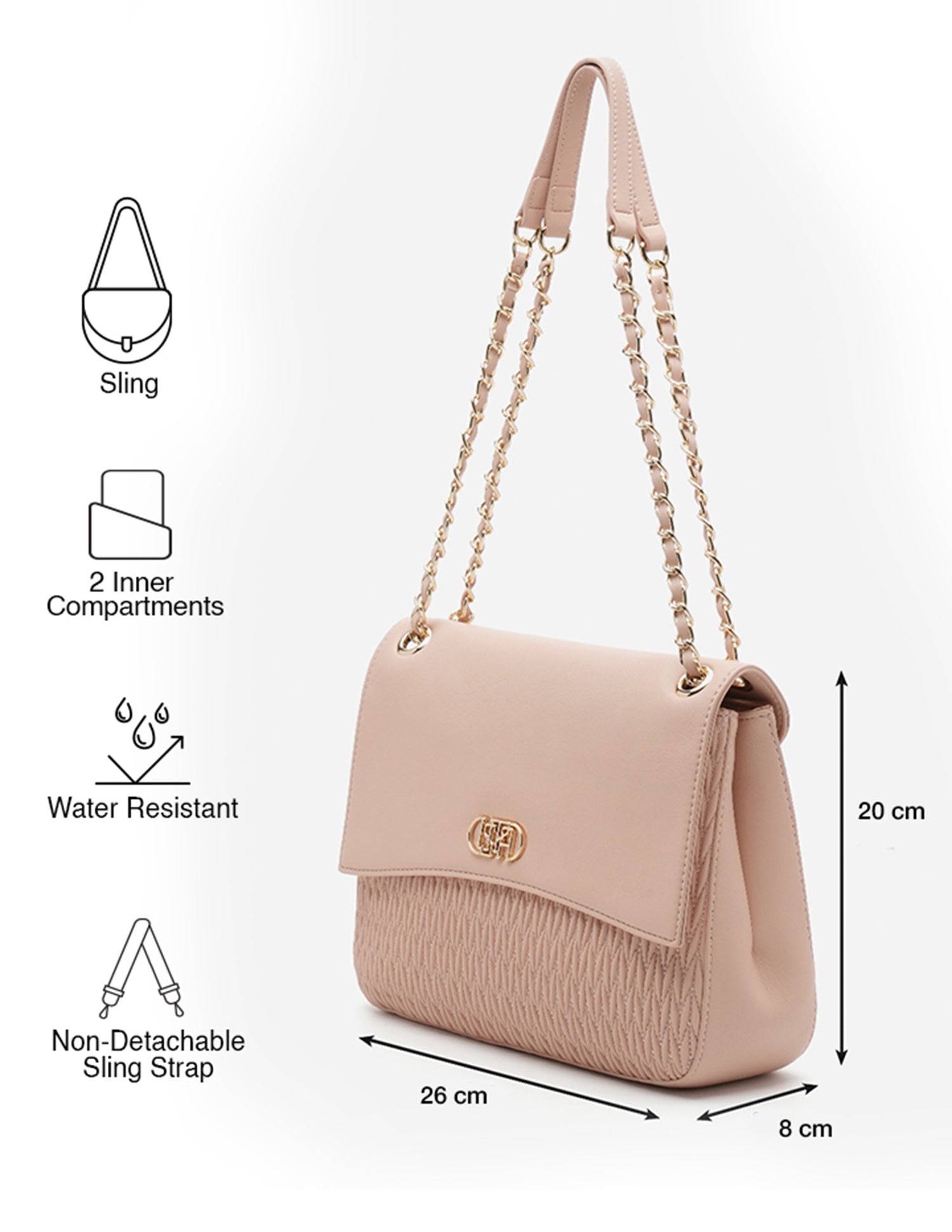 Riget Textured Cross Body Bag Nude - U.S. Polo Assn. India | Large