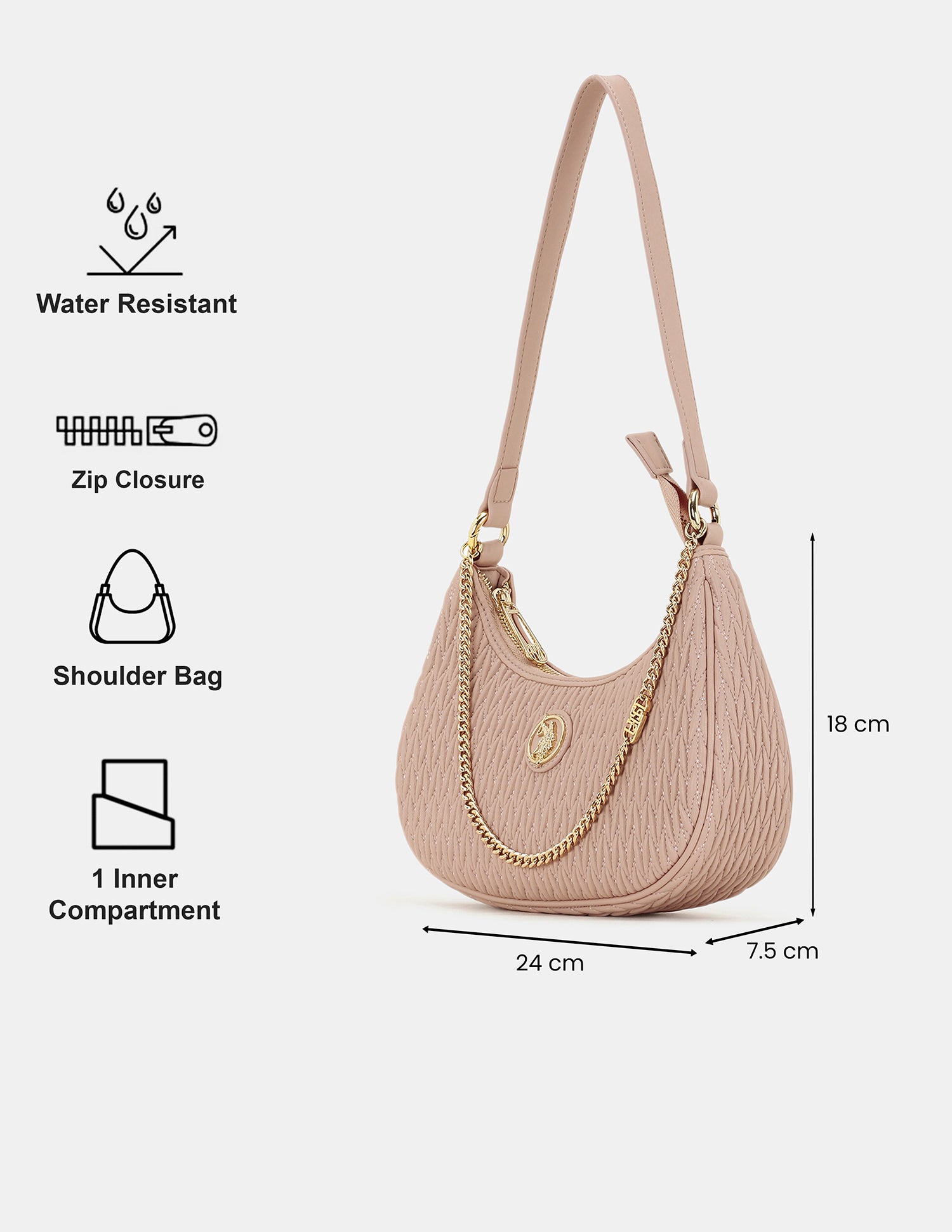 Women Vera Shoulder Bag Nude - U.S. POLO ASSN. | Large