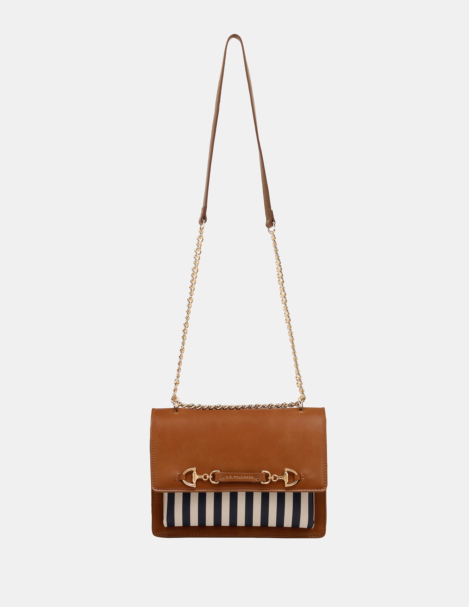 Women Cali Striped Crossbody Bag Tan - U.S. Polo Assn. India | Large