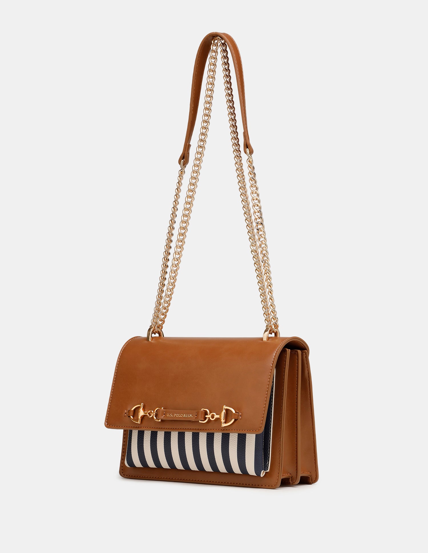 Women Cali Striped Crossbody Bag Tan - U.S. Polo Assn. India | Large