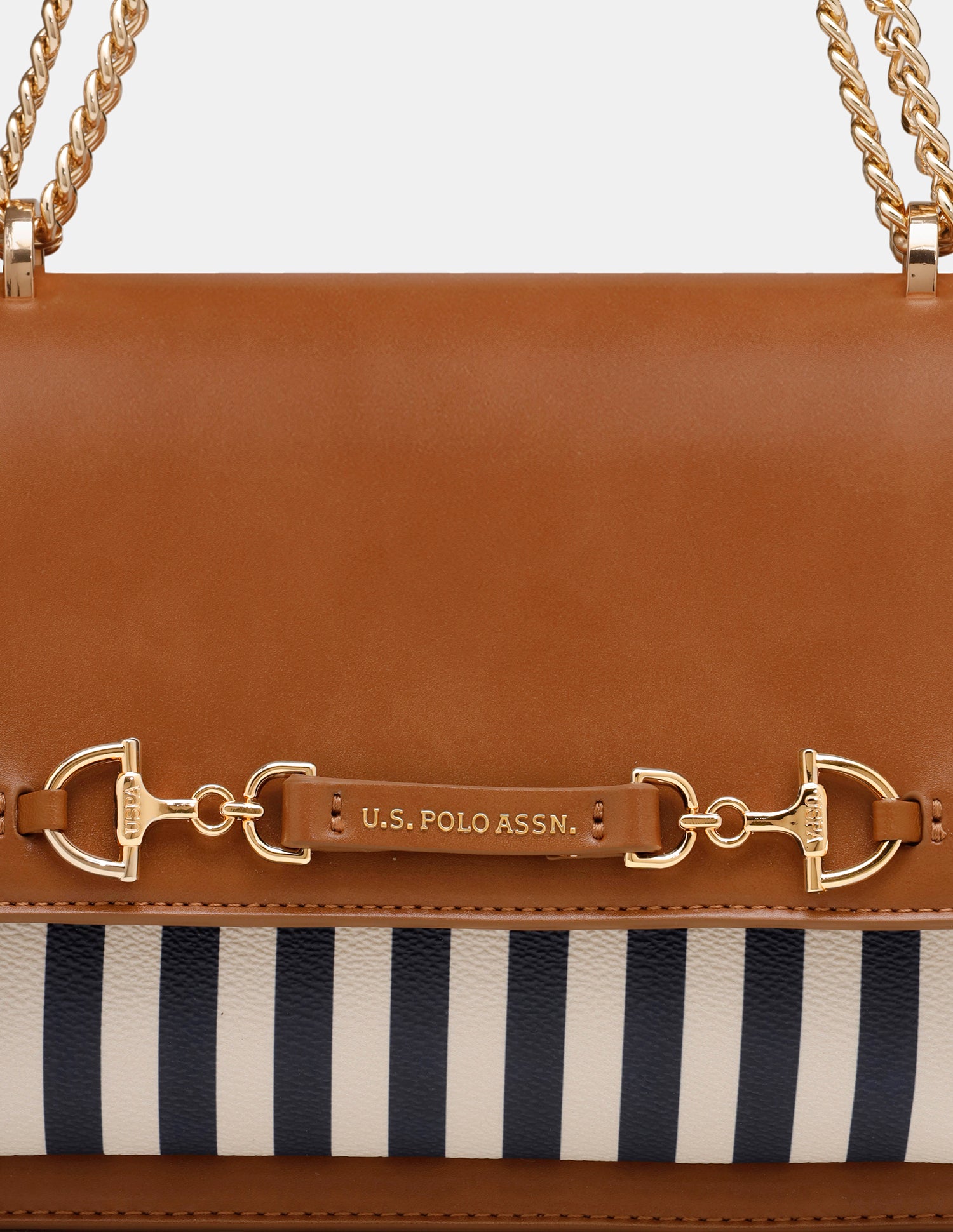 Women Cali Striped Crossbody Bag Tan - U.S. Polo Assn. India | Large