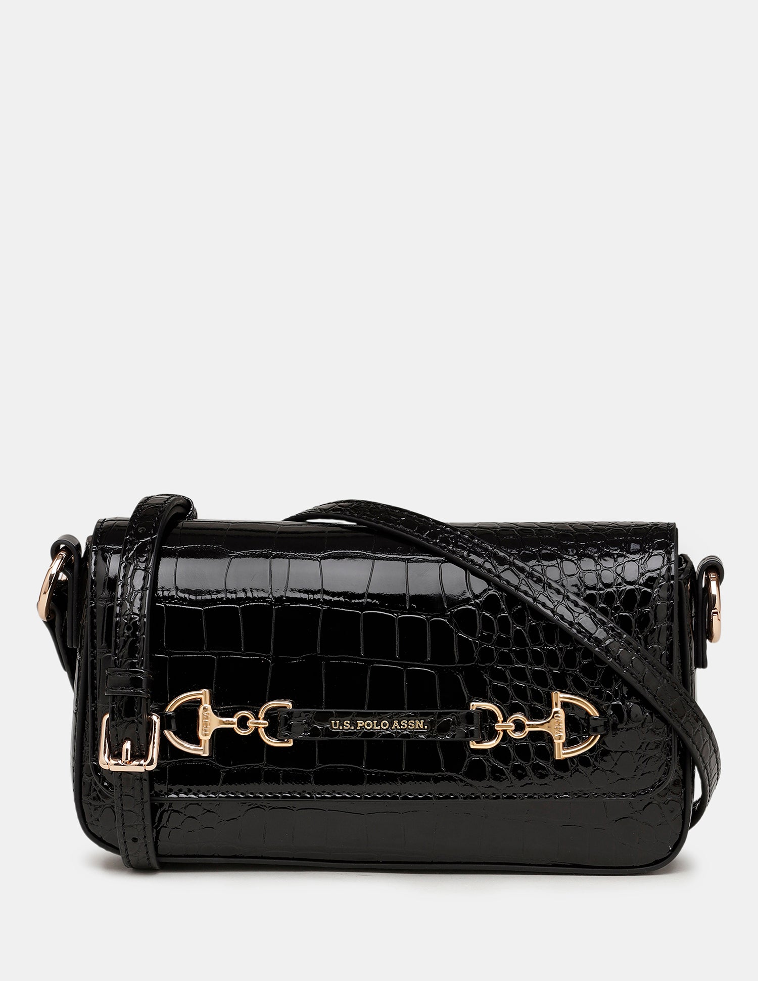 Women Cara Textured Crossbody Bag Black - U.S. Polo Assn. India | Large