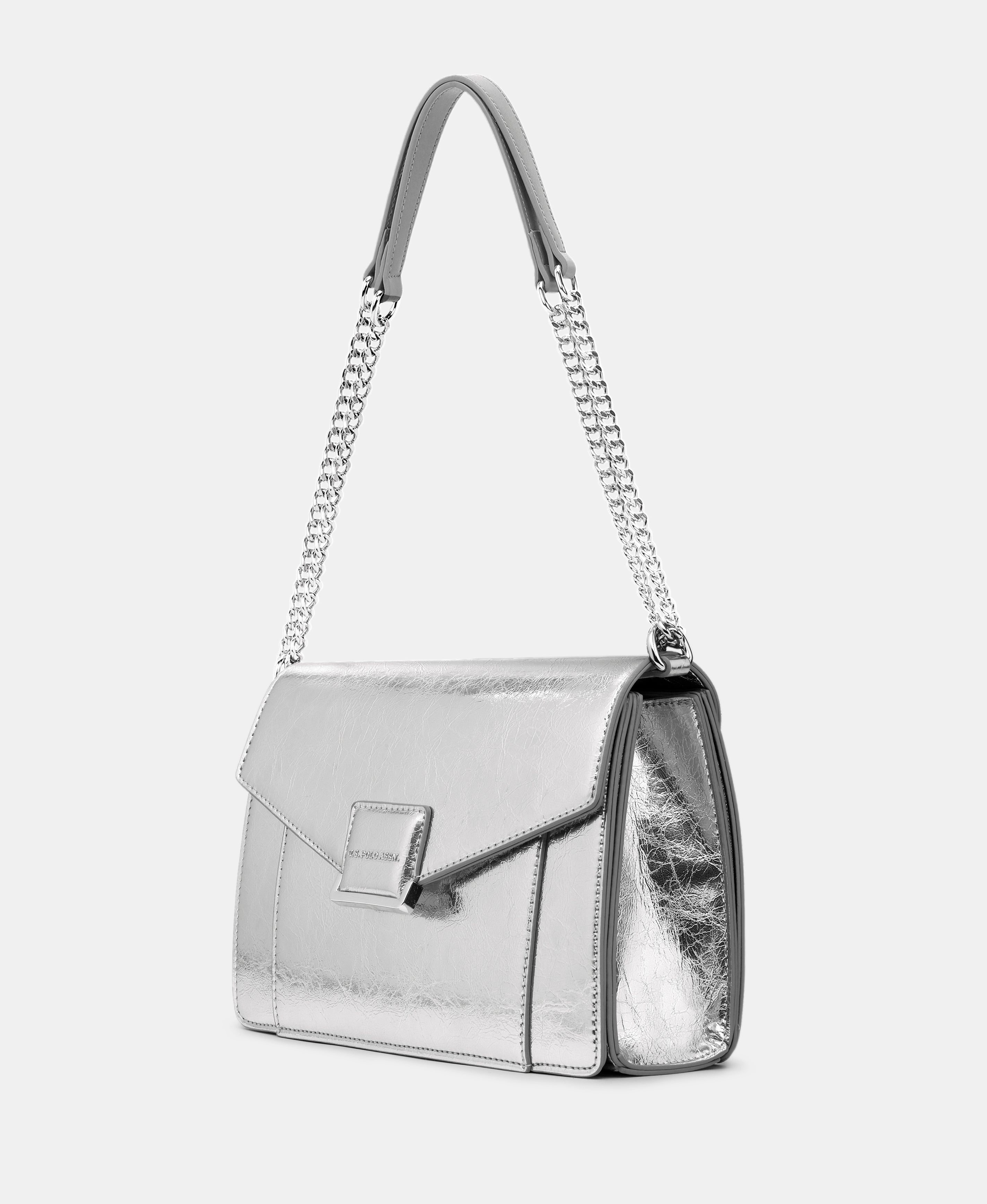 Women Metallic Bliss Crossbody Bag Silver - U.S. Polo Assn. India | Large