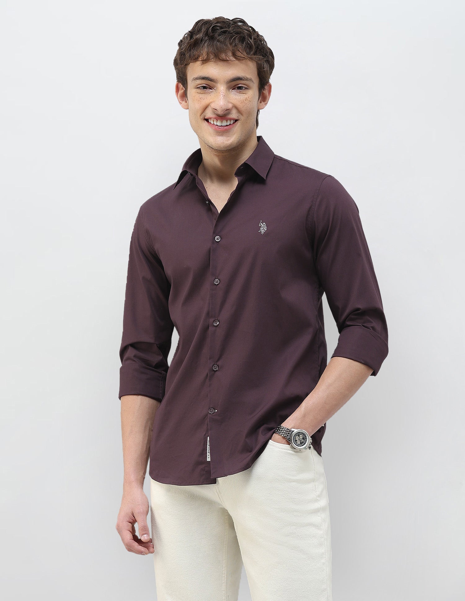 Poplin Regular Fit Shirt Wine - U.S. Polo Assn. India | Large