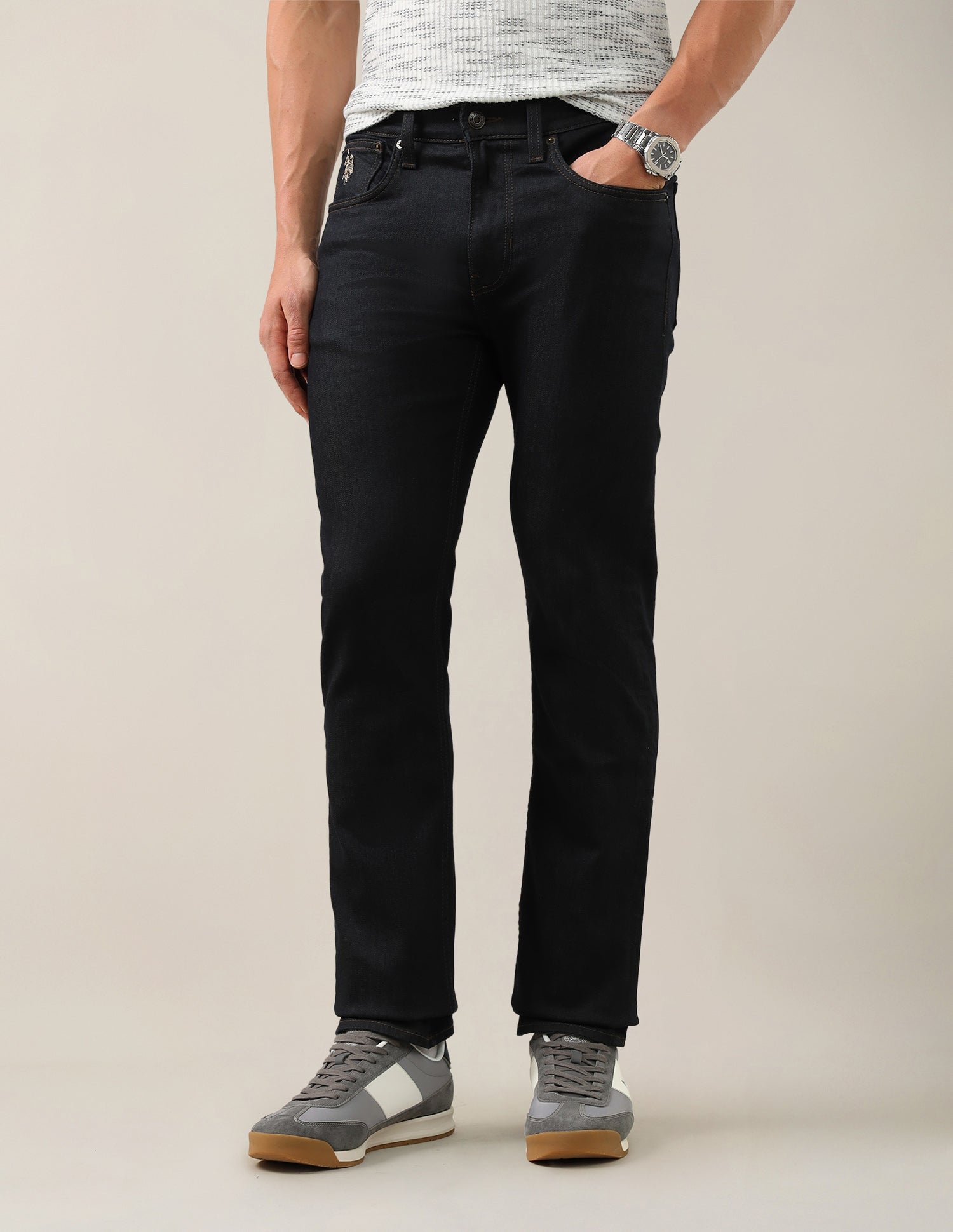 Harold Slim Straight Fit Blue Jeans Dark Blue - U.S. Polo Assn. India | Large