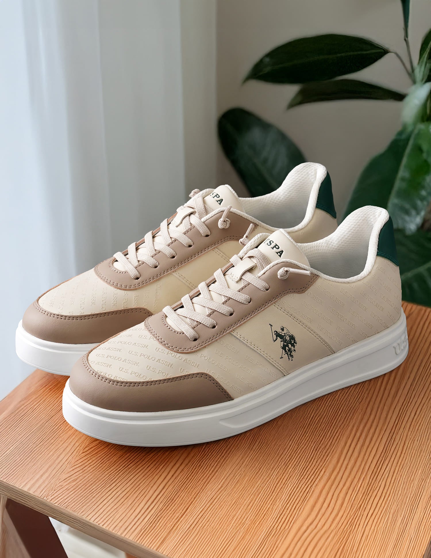 Brand Embossed Cort 2.0 Sneakers Beige - U.S. Polo Assn. India | Large
