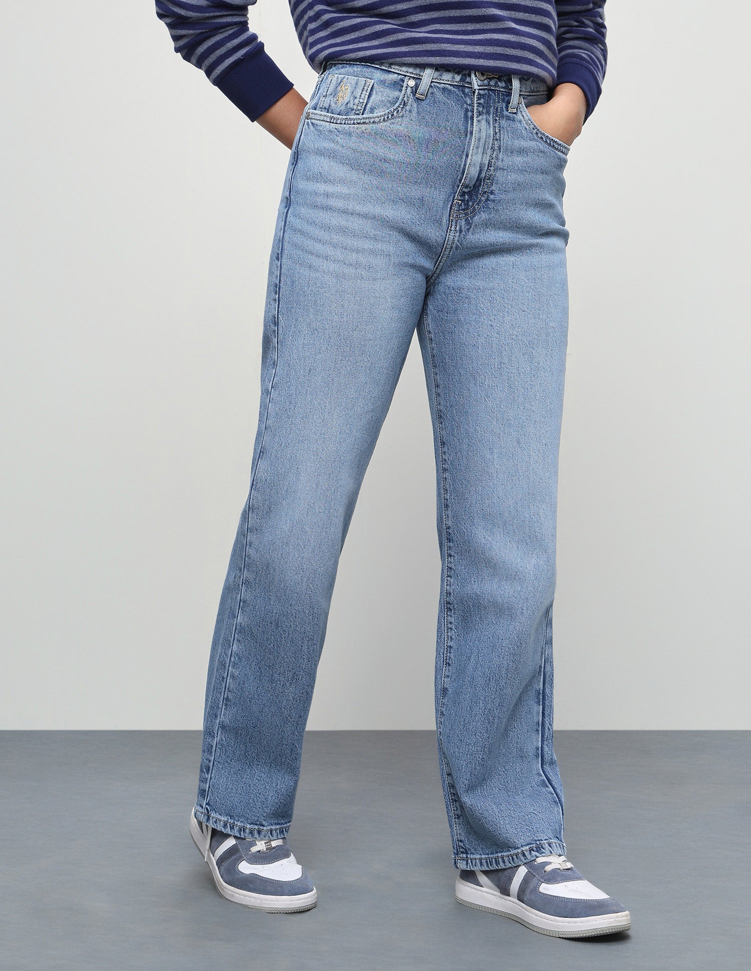 Whiskered Straight Fit Jeans Blue - U.S. Polo Assn. India | Large