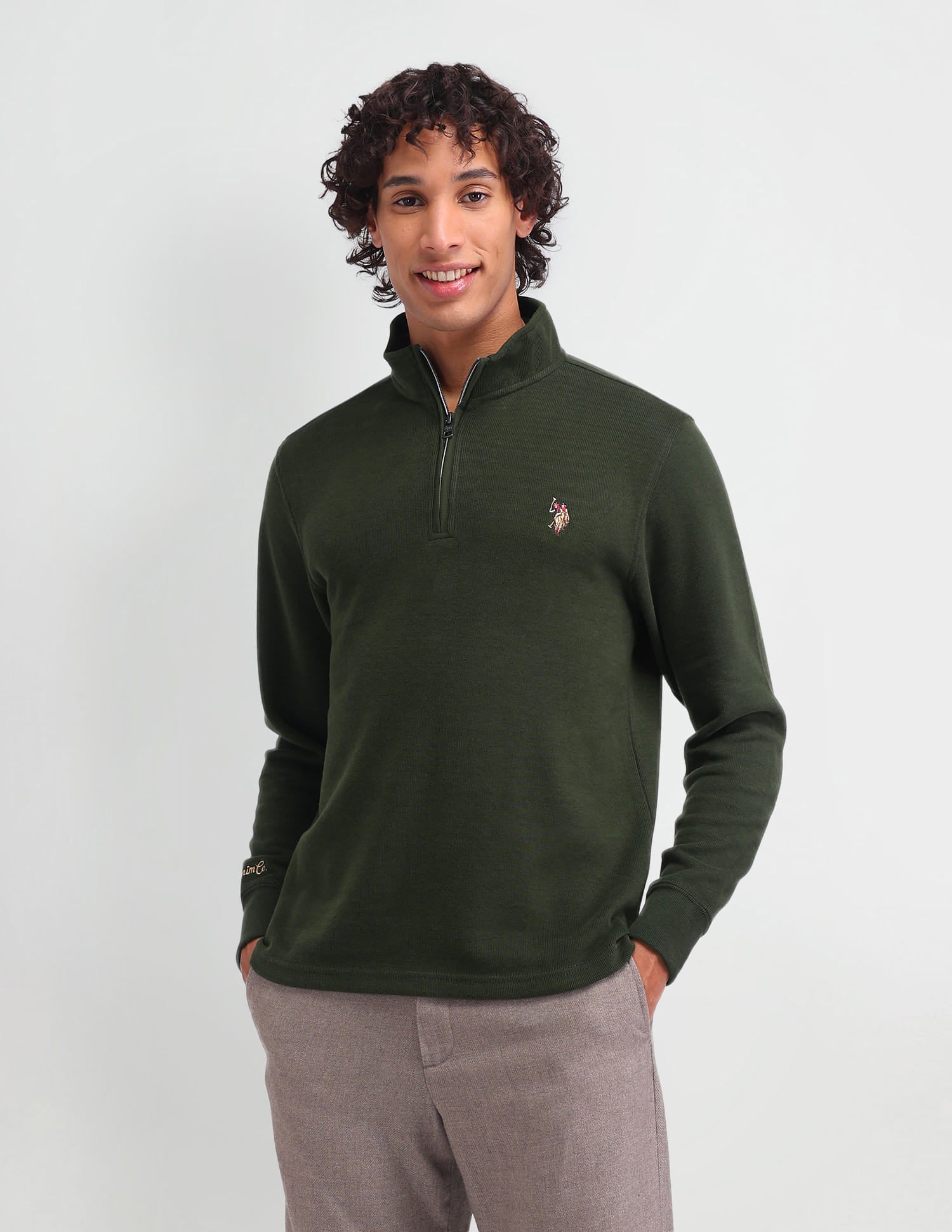 Mock Neck Regular Fit Sweatshirt Pine Grove - U.S. Polo Assn. India | Large