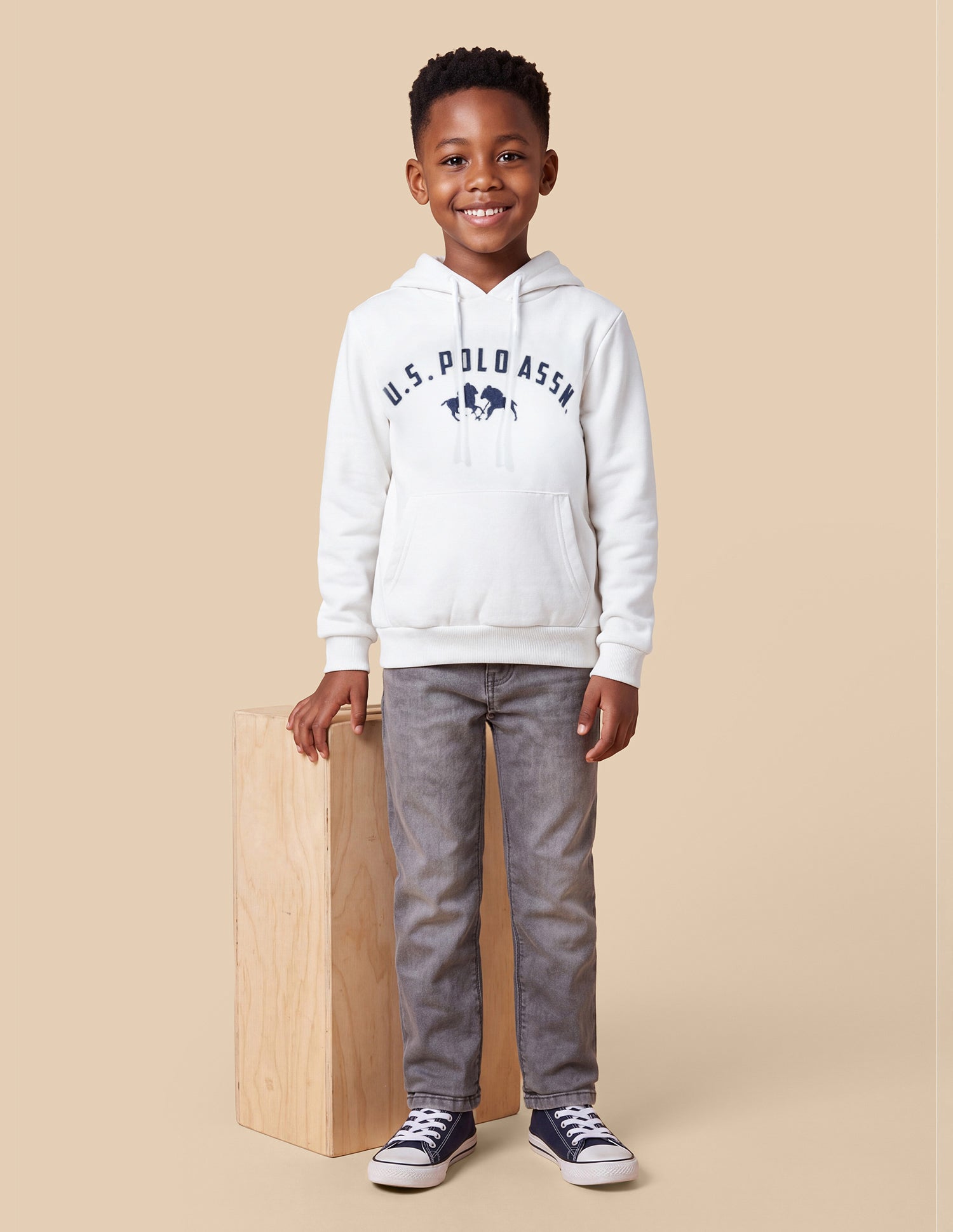 Brand Applique Regular Fit Sweatshirt Off White - U.S. Polo Assn. India | Large