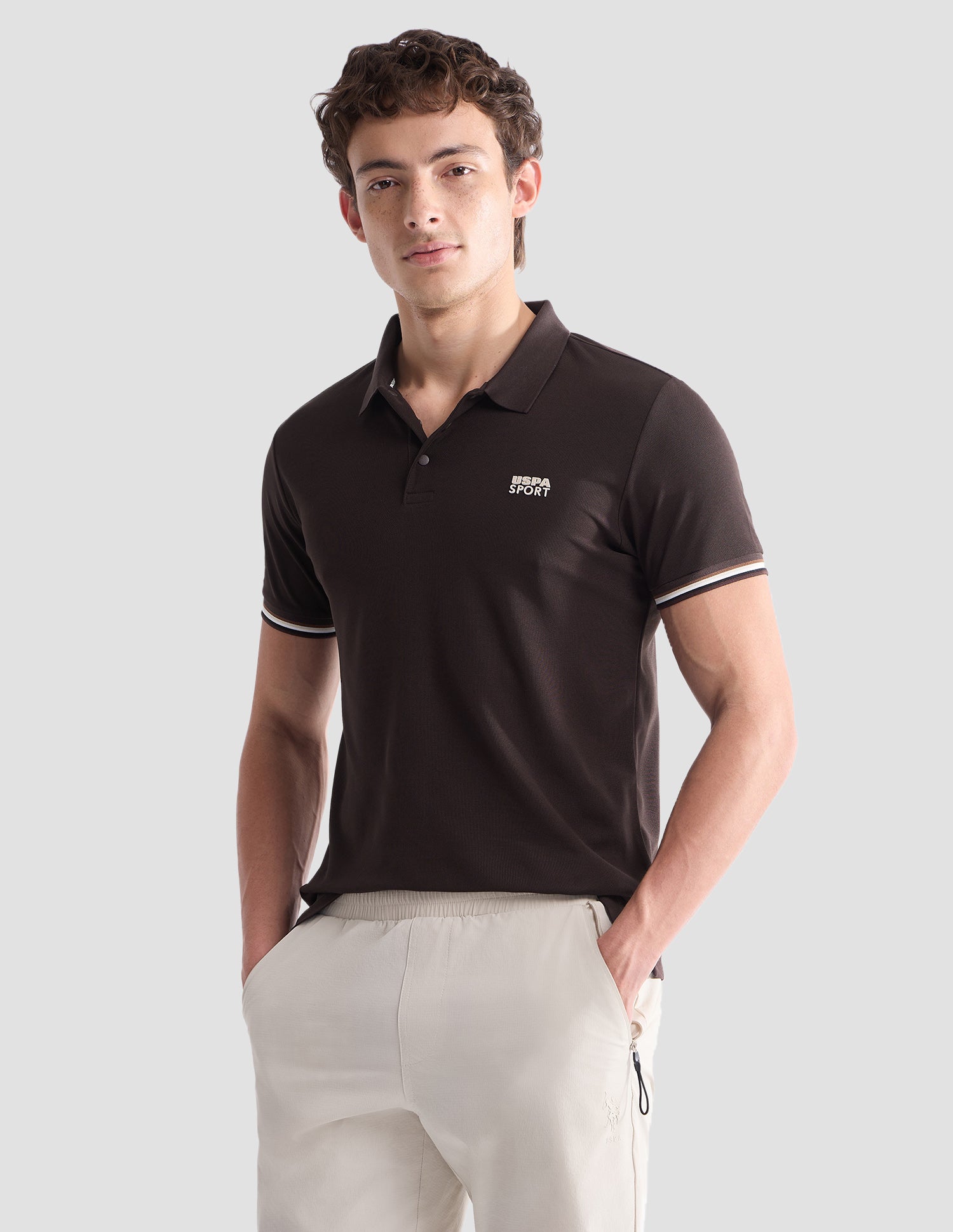 Solid Slim Fit Active Polo Shirt