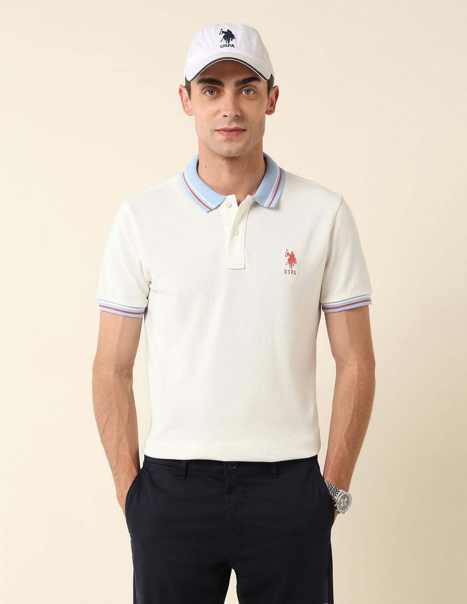 Pure Cotton Slim Fit Polo Shirt White - U.S. Polo Assn. India | Large