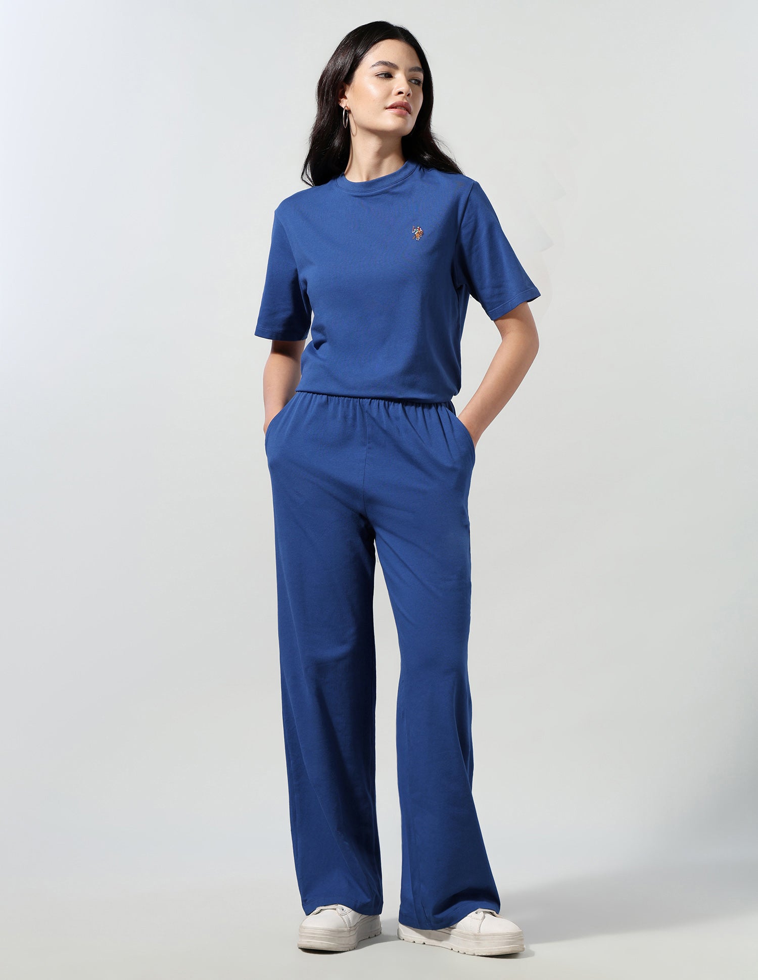 Boxy Fit T-Shirt With Wide Leg Track Pants Blue - U.S. Polo Assn. India | Large