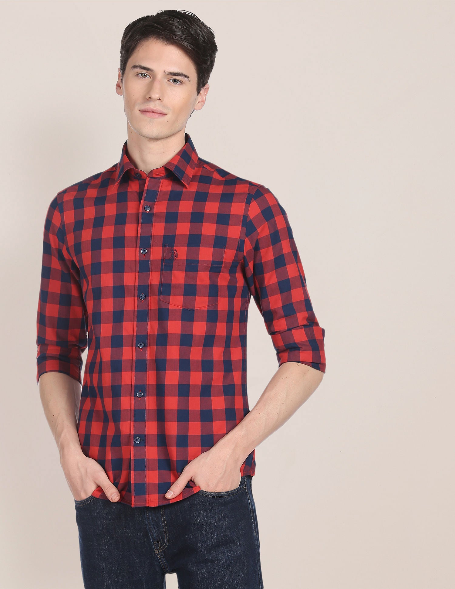 Regular Fit Buffalo Check Casual Shirt Red - U.S. Polo Assn. India | Large