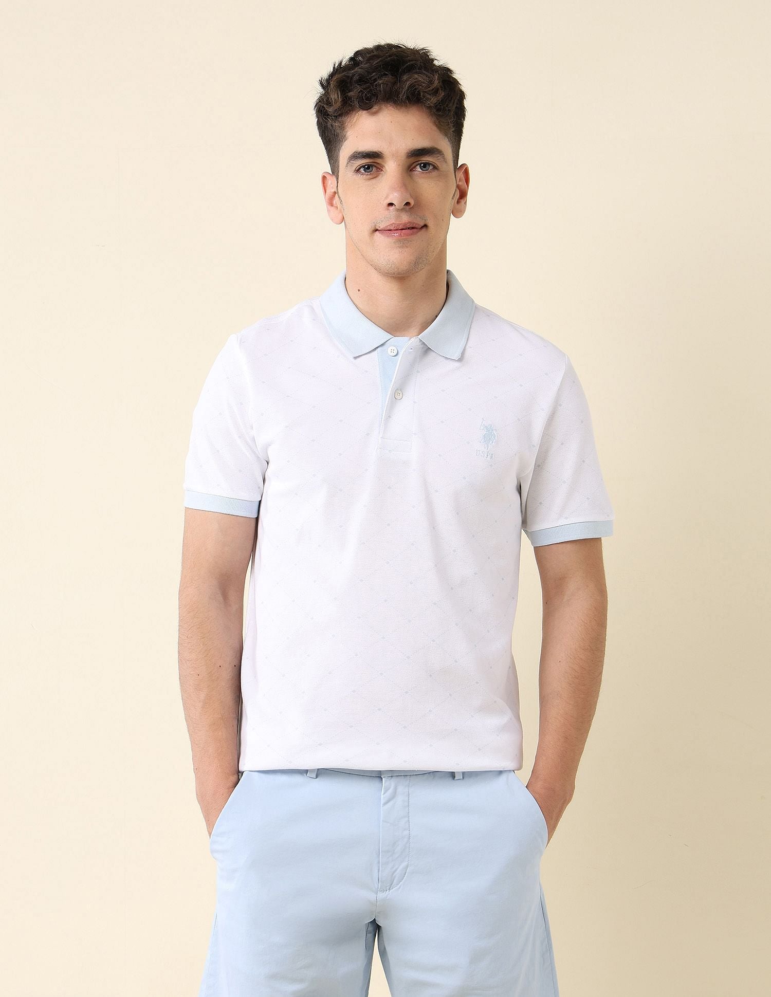 Slim Fit Contrast Collar Polo Shirt