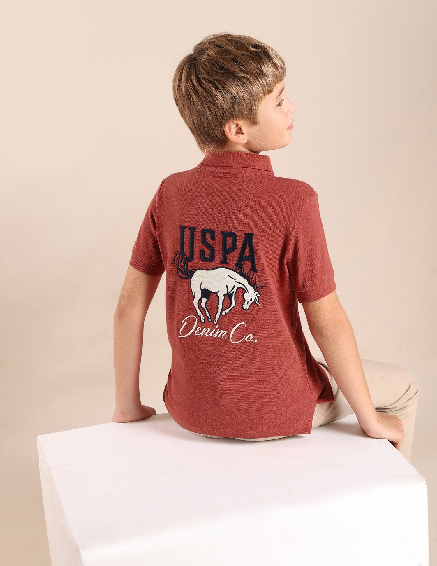 Boys Brand Printed Regular Fit Polo Shirt