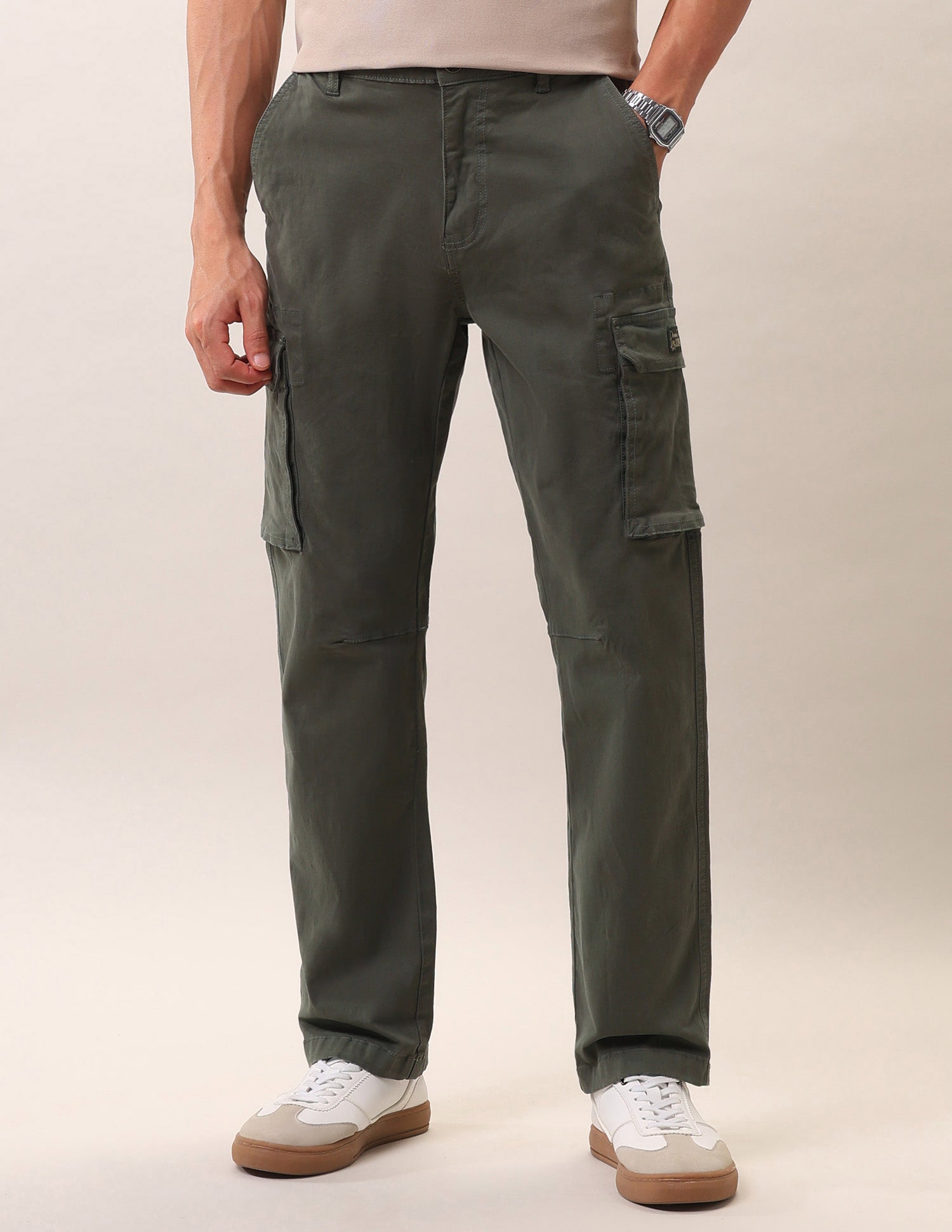 Straight Fit Twill Trousers Olive - U.S. Polo Assn. India | Large