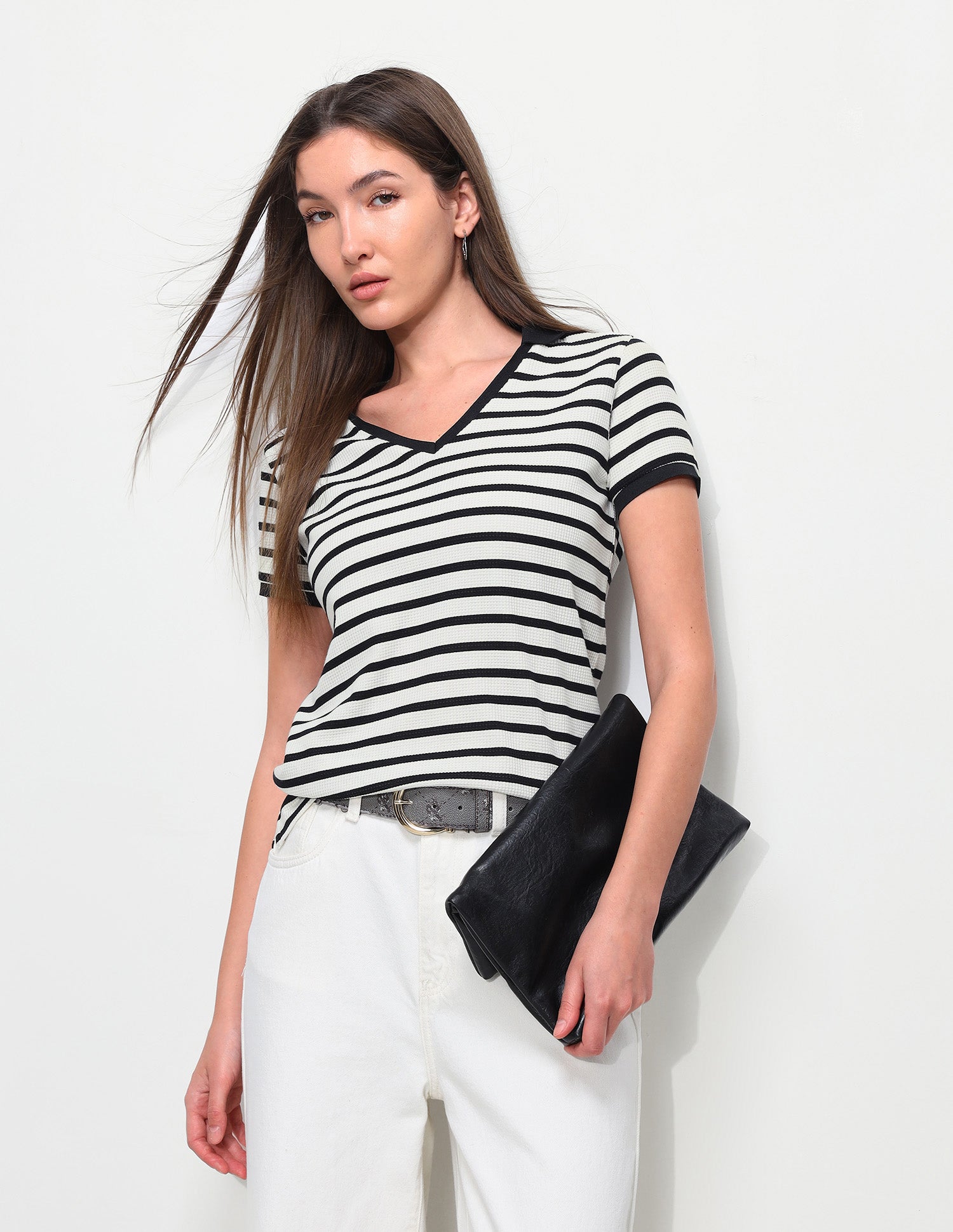 Self Design Horizontal Striped Regular Fit T-Shirt Multicolour - U.S. Polo Assn. India | Large