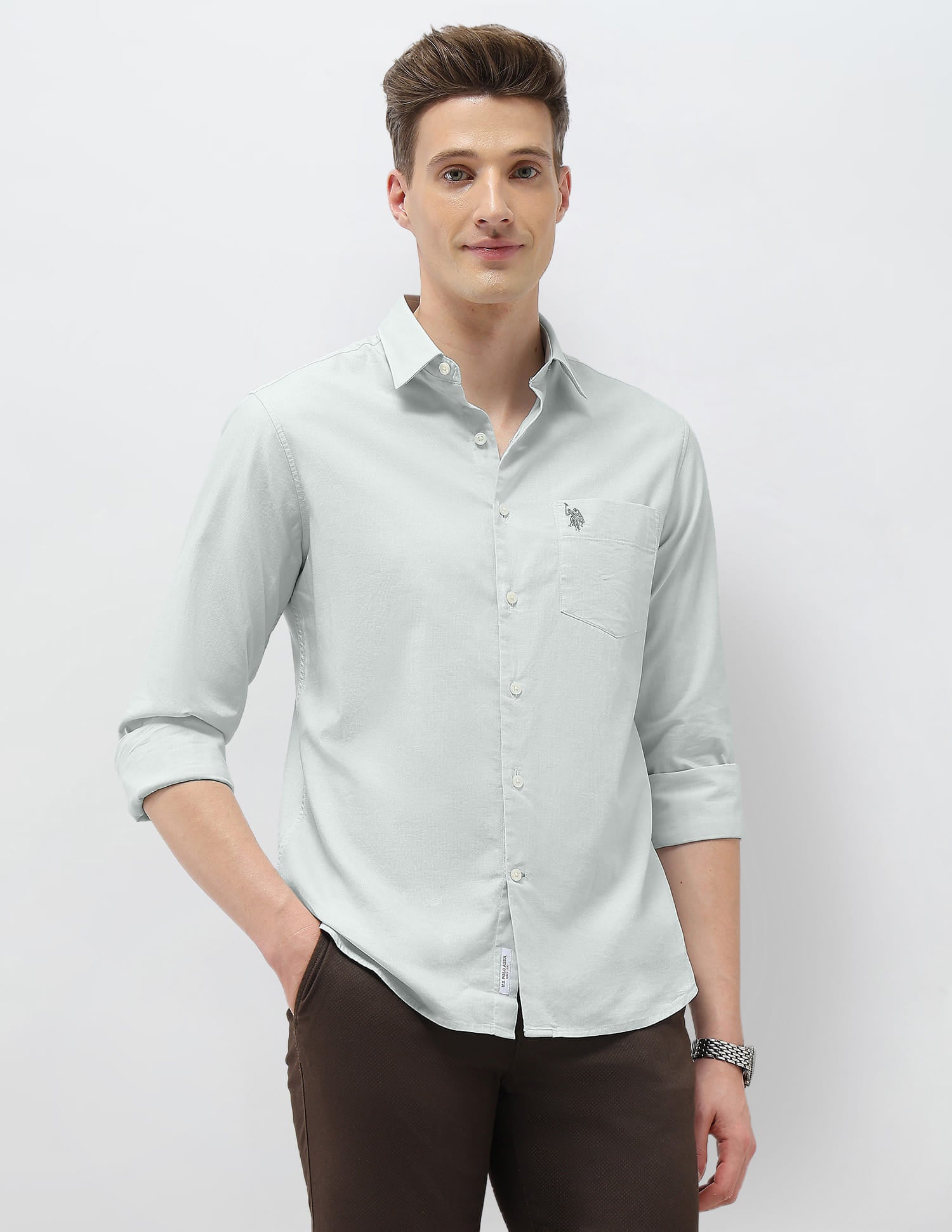 Casa De Campo Regular Fit Shirt Light Green - U.S. Polo Assn. India | Large