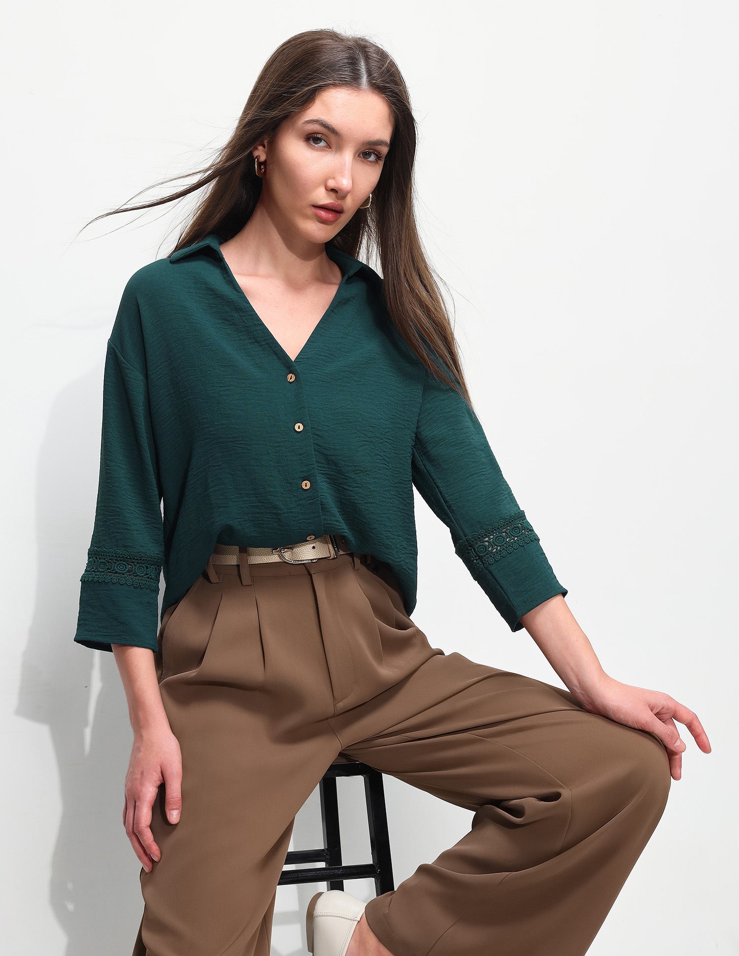 Relaxed Fit V-Neck Top