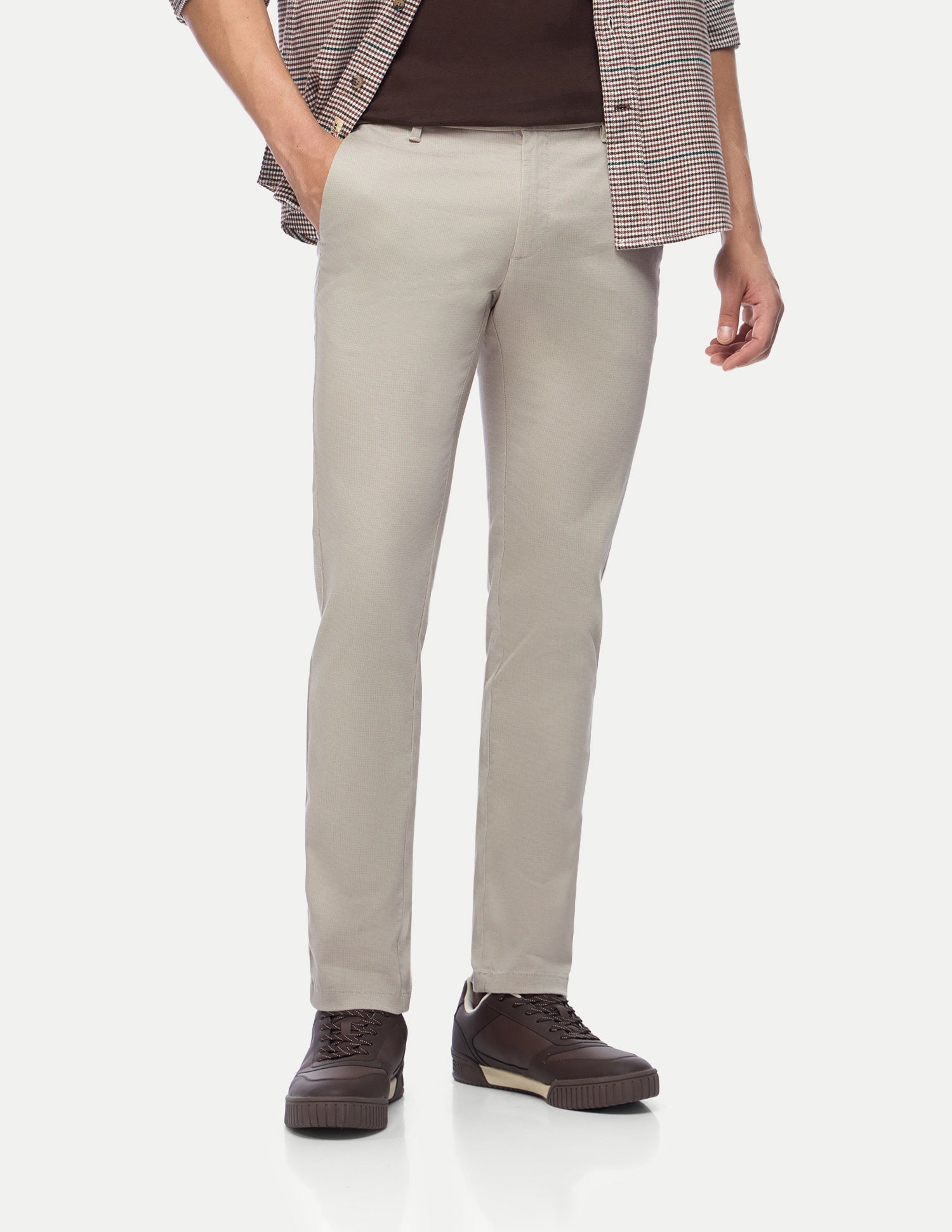 Denver Slim Fit Satin Trousers Beige - U.S. Polo Assn. India | Large