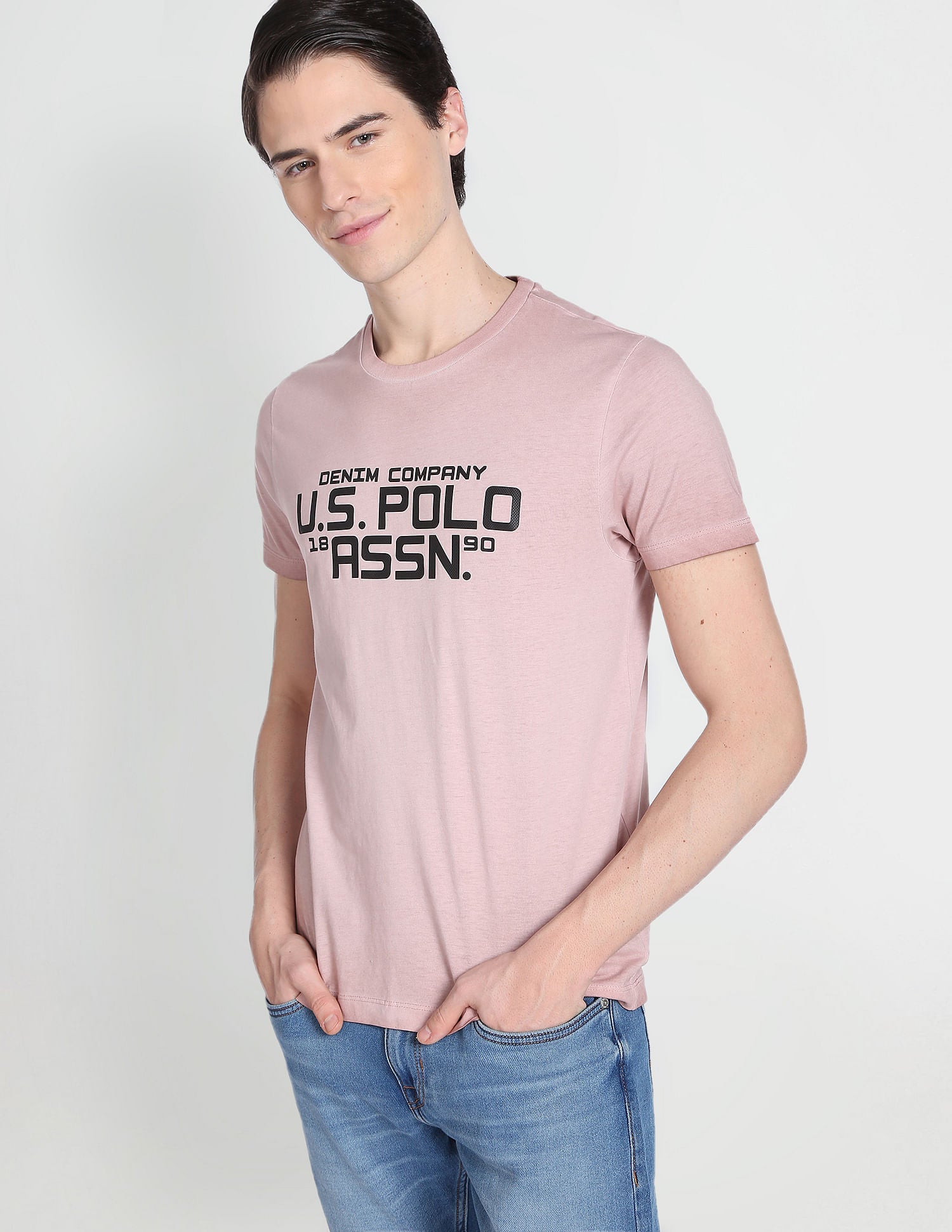 Iconic Brand Print T-Shirt Dusty Pink - U.S. Polo Assn. India | Large