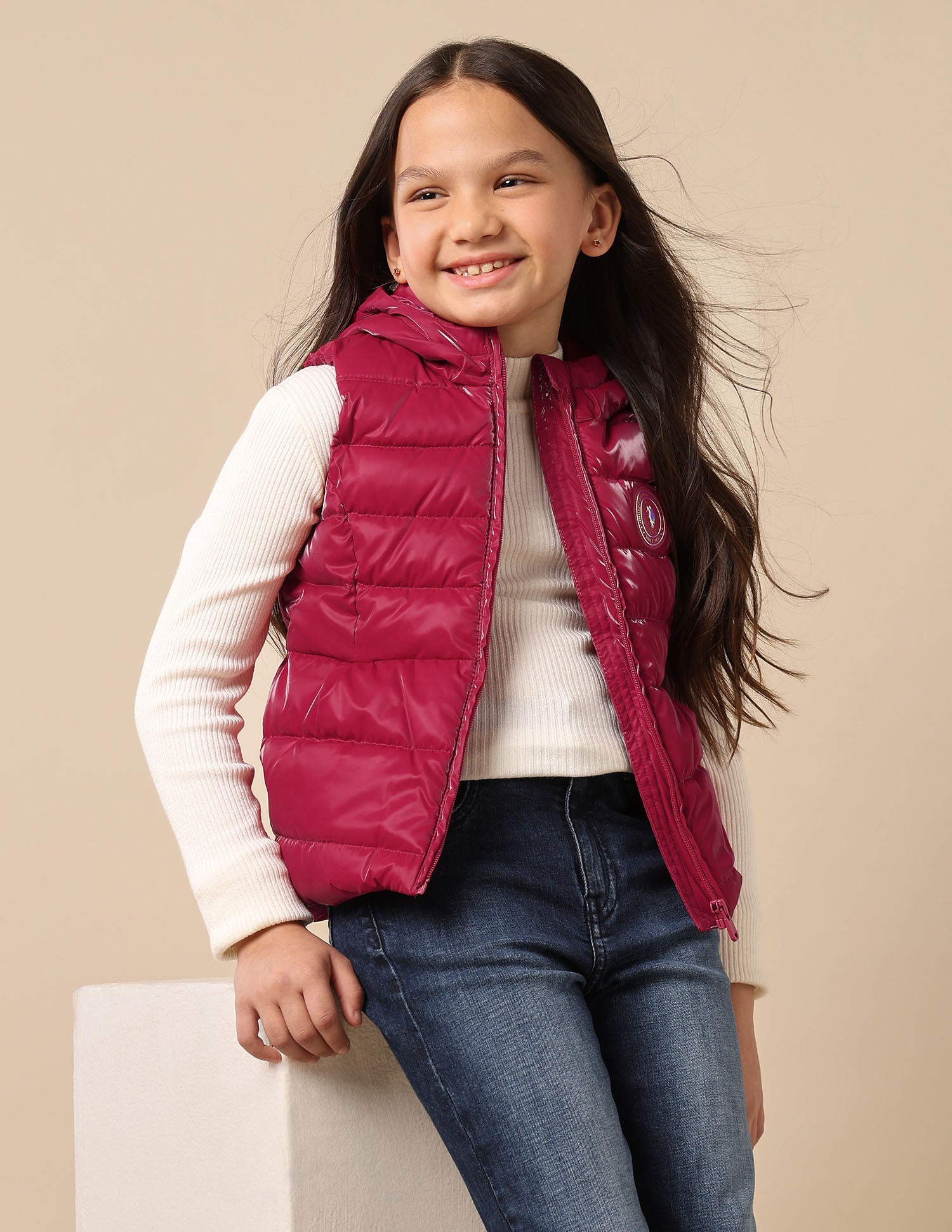 Girls Hooded Puffer Gilet Jacket