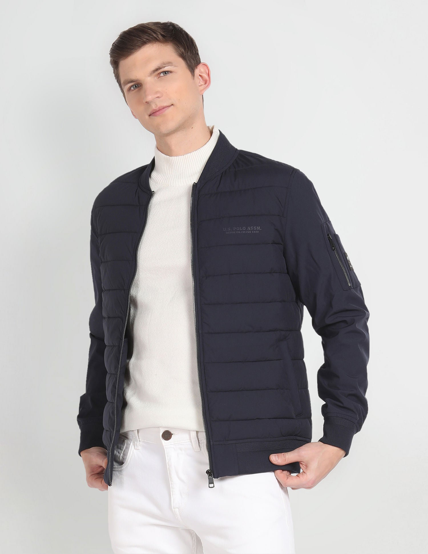 Stand Collar Solid Bomber Jacket – U.S. Polo Assn. India
