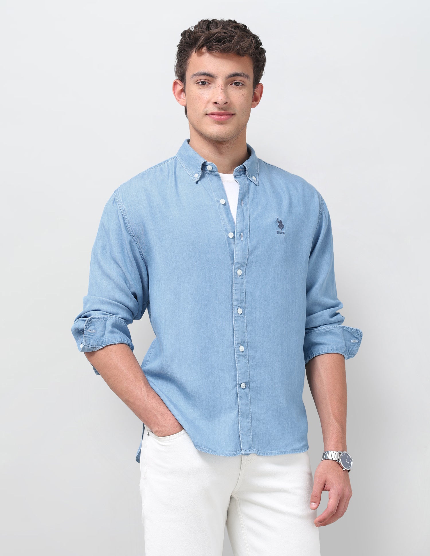 Solid Regular Fit Button Down Shirt
