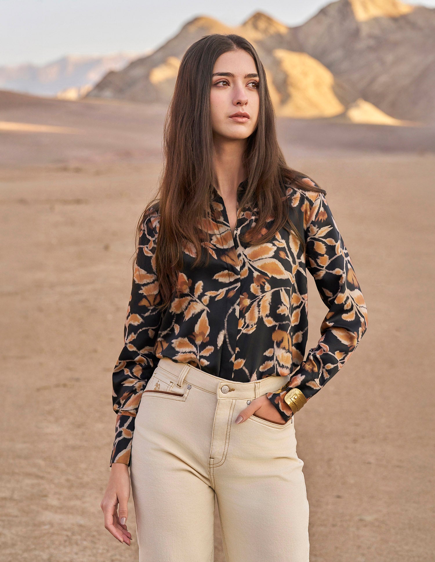 Satin Floral Printed Shirt