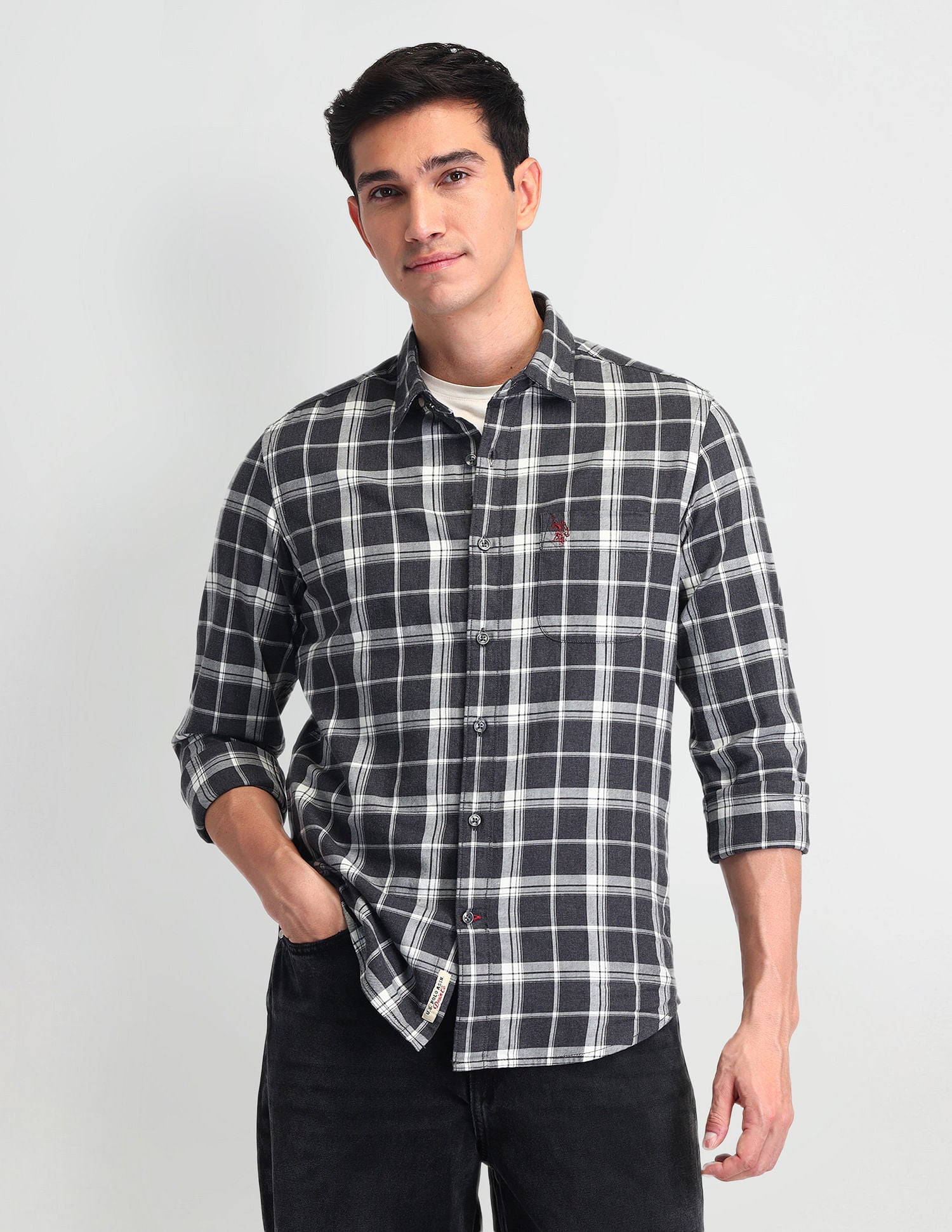 Tartan Check Regular Fit Shirt Grey - U.S. Polo Assn. India | Large