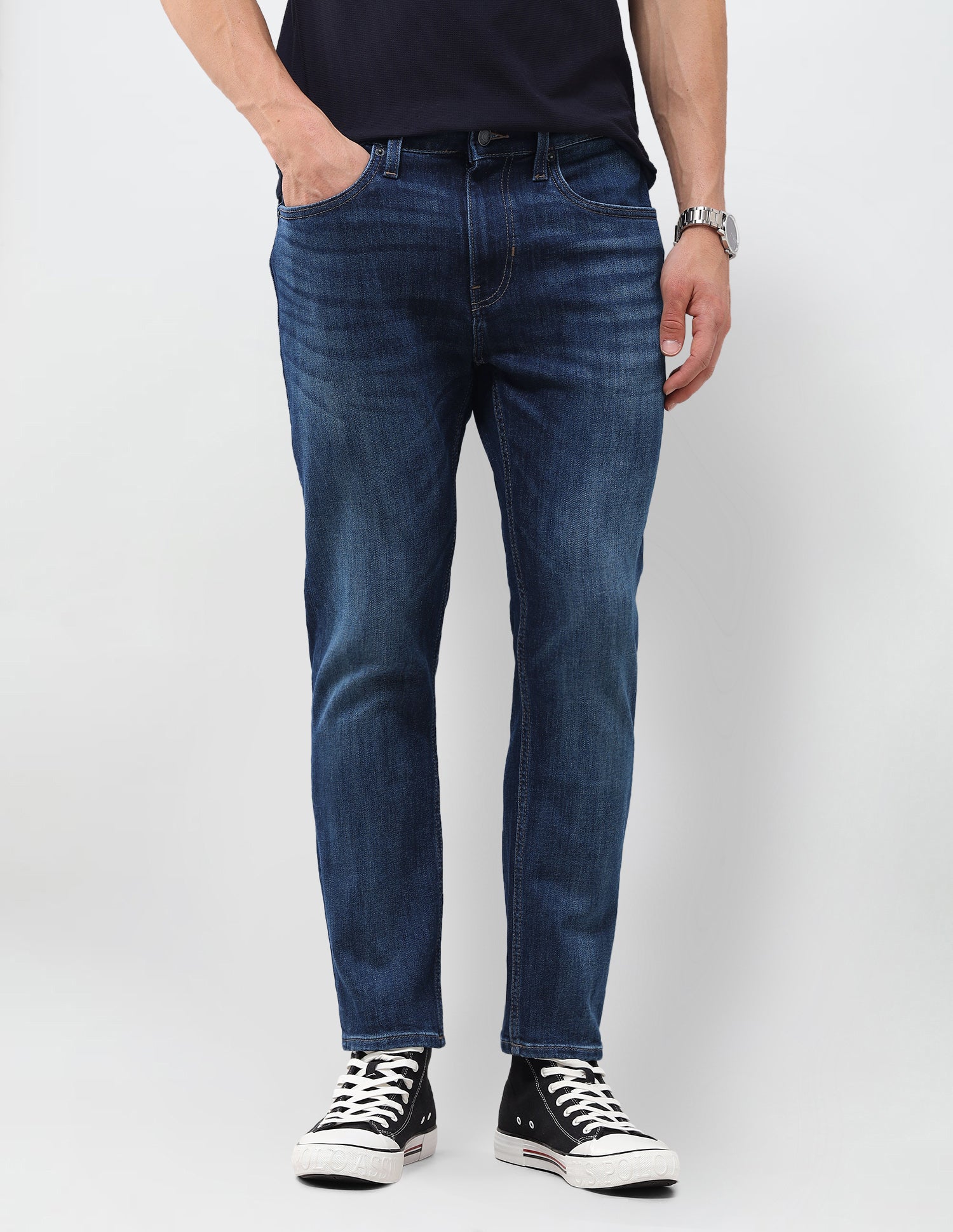 Cole Comfort Cropped Fit Blue Jeans