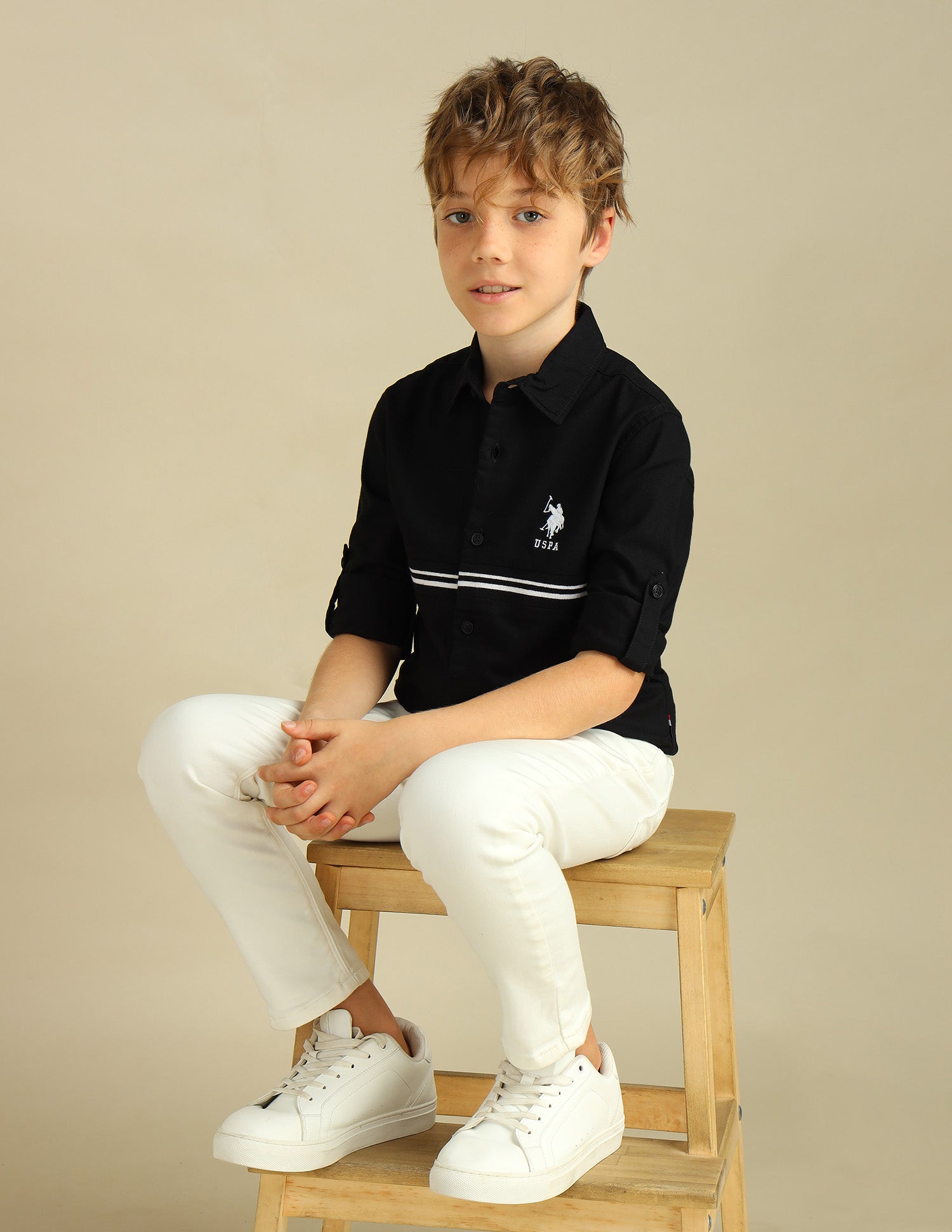 Boys Brand Stripe Cotton Shirt