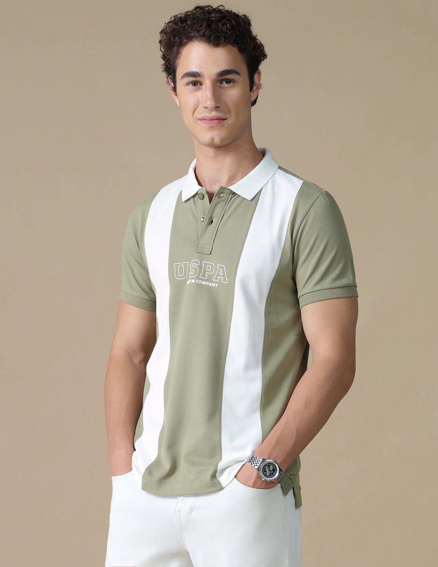 Slim Fit Colour Blocked Polo Shirt
