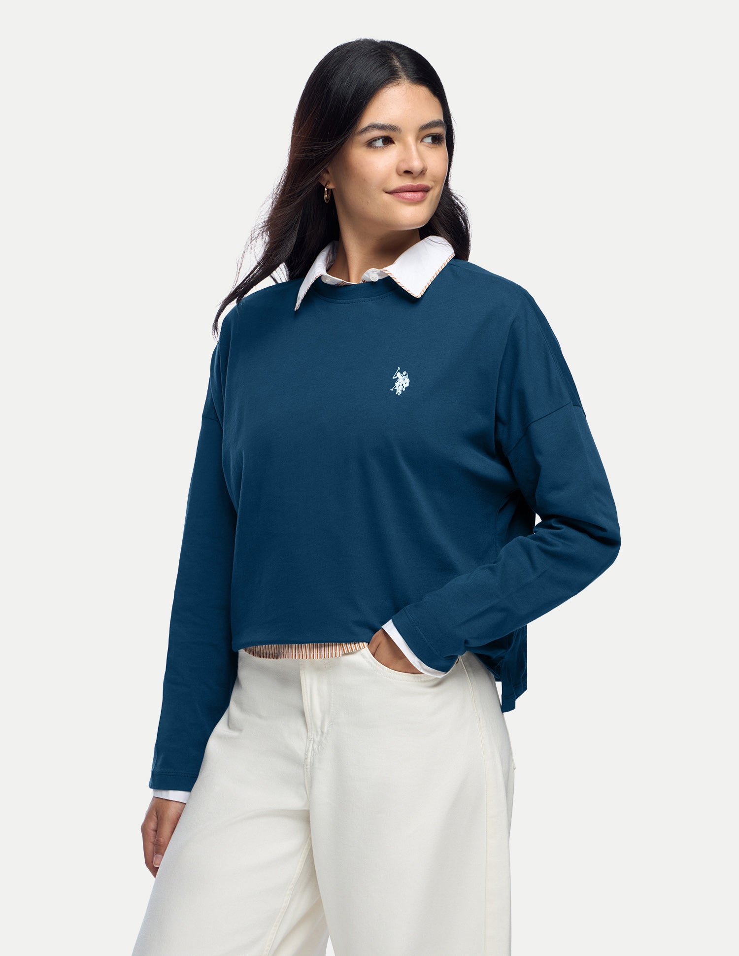 Solid Regular Fit T-Shirt Teal - U.S. Polo Assn. India | Large