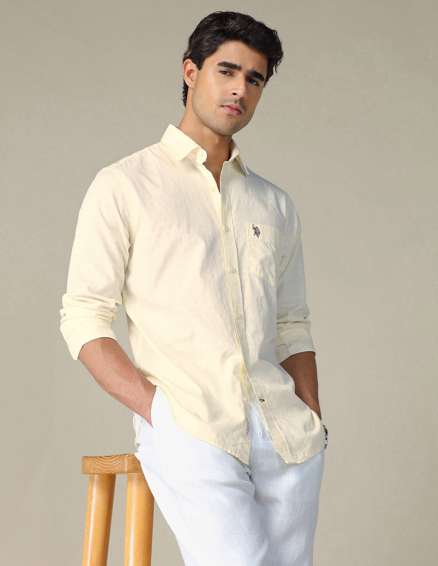 Pure Cotton Horizontal Striped Shirt