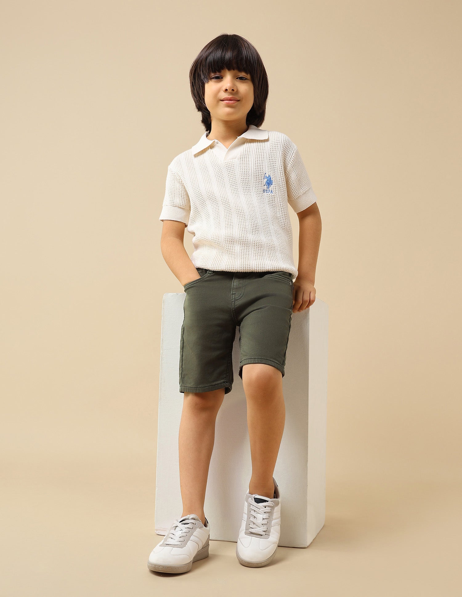 Boys Solid Relaxed Fit Shorts